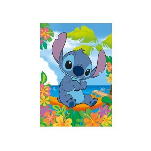 Puzzle 104 Pieces Stitch En Vacances A La Mer - Personnage Dessin Anime - Supercolor - Des 6 Ans - Set Puzzle Enfant Et Carte