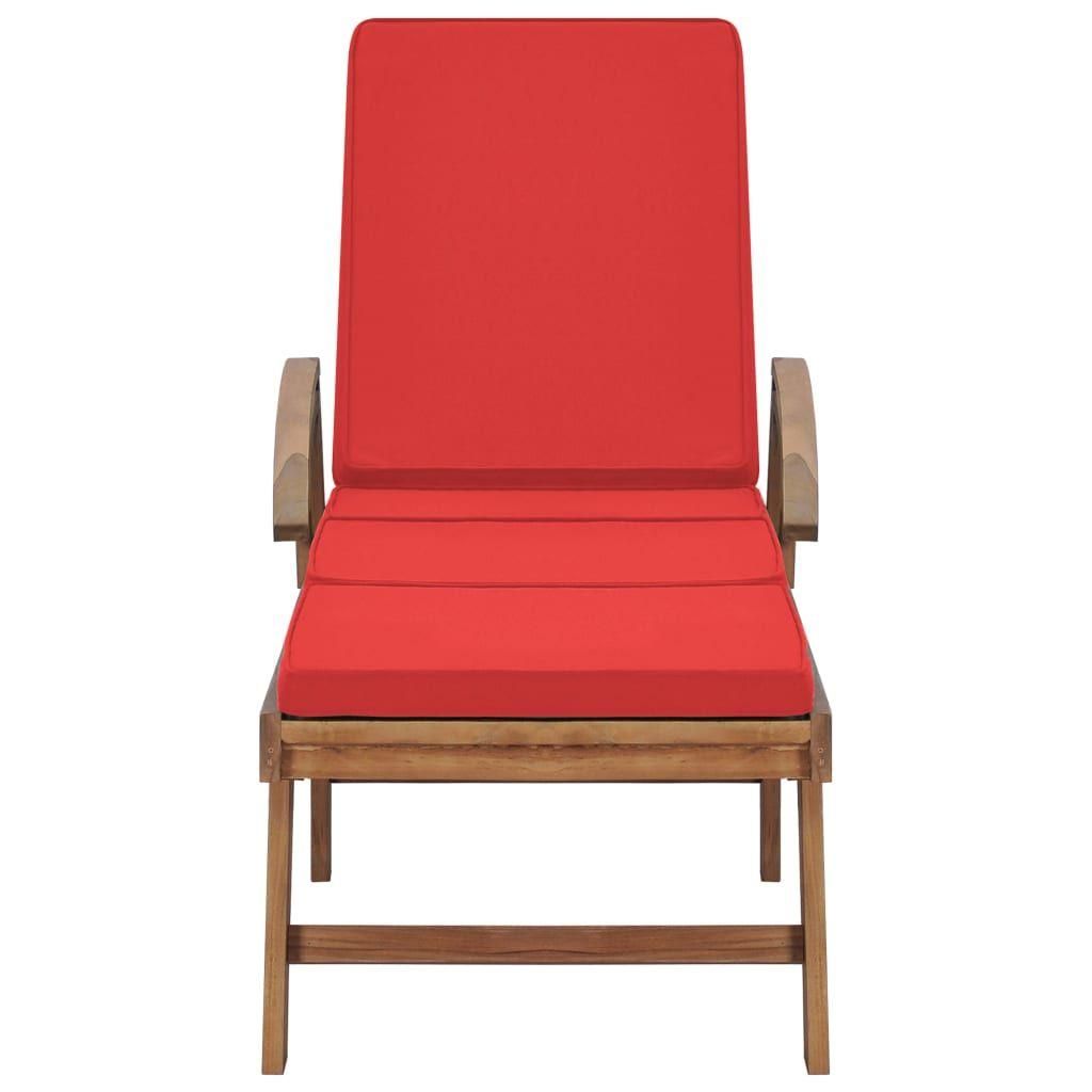 Chaises Longues Avec Coussins 2 Pcs Bois De Teck Solide Rouge - 3