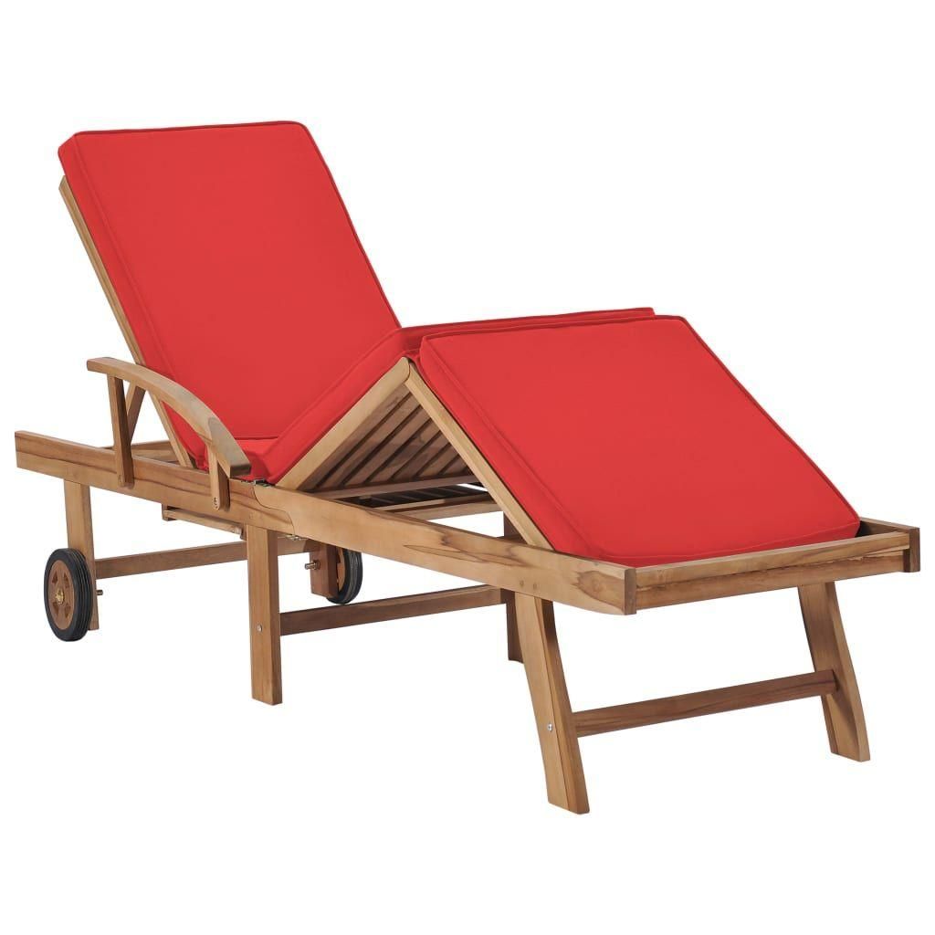 Chaises Longues Avec Coussins 2 Pcs Bois De Teck Solide Rouge - 7