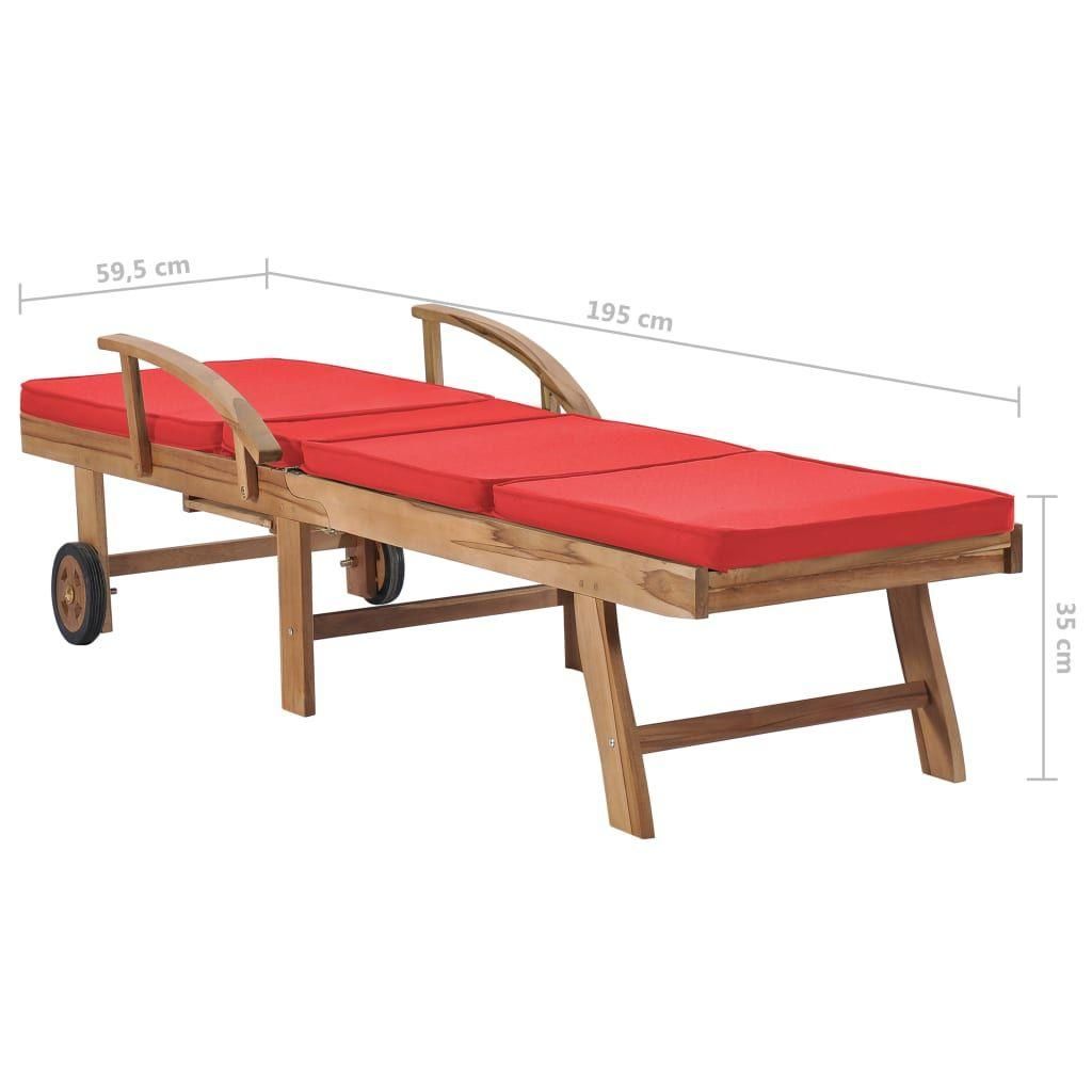 Chaises Longues Avec Coussins 2 Pcs Bois De Teck Solide Rouge - 10