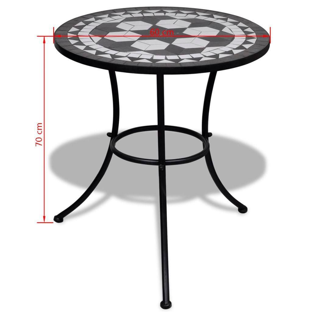 Table De Bistro Noir Et Blanc 60 Cm Mosa�que - 3