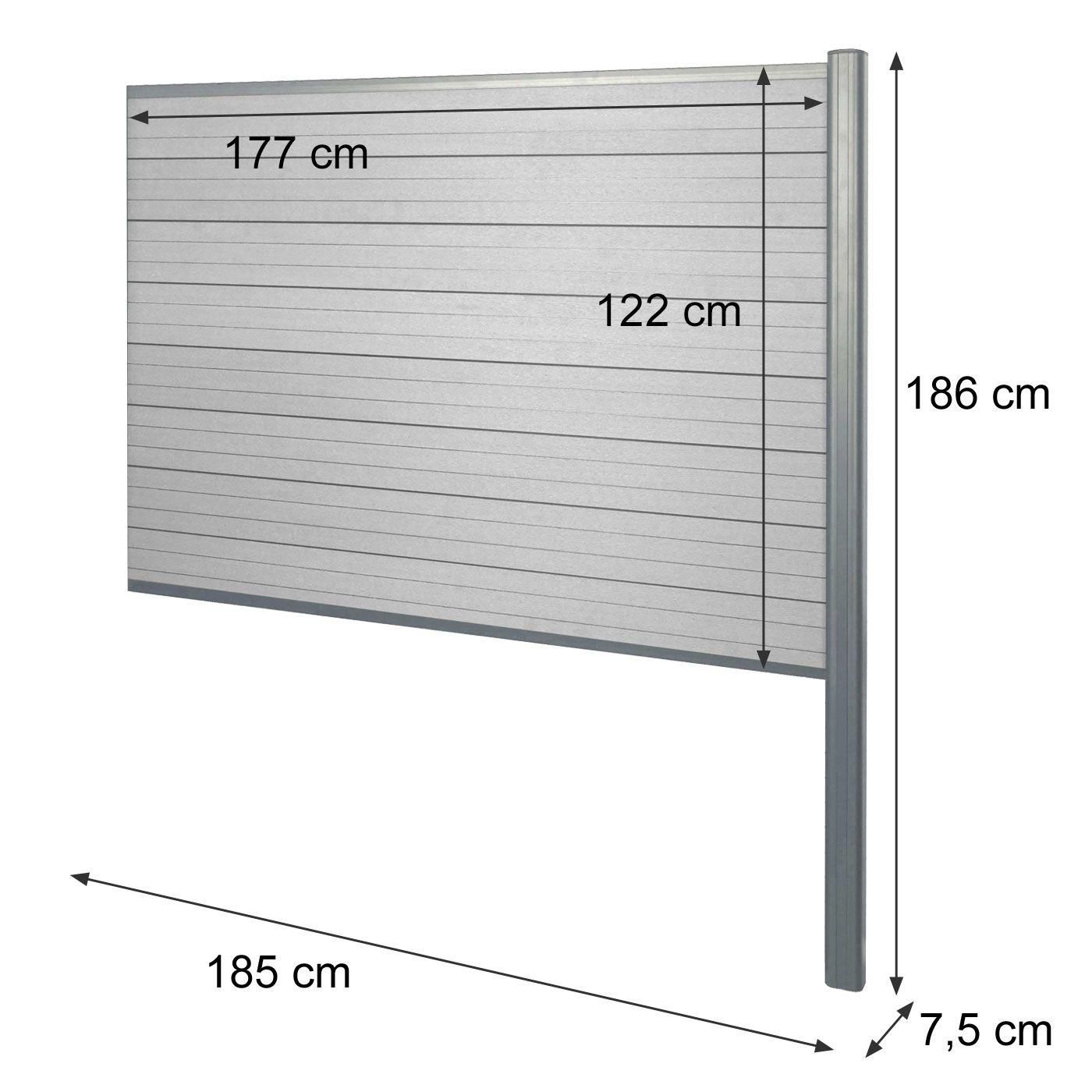 Brise-Vue En Wpc Sarthe, Brise-Vent De Clture, Poteau En Aluminium Extensi... - 3