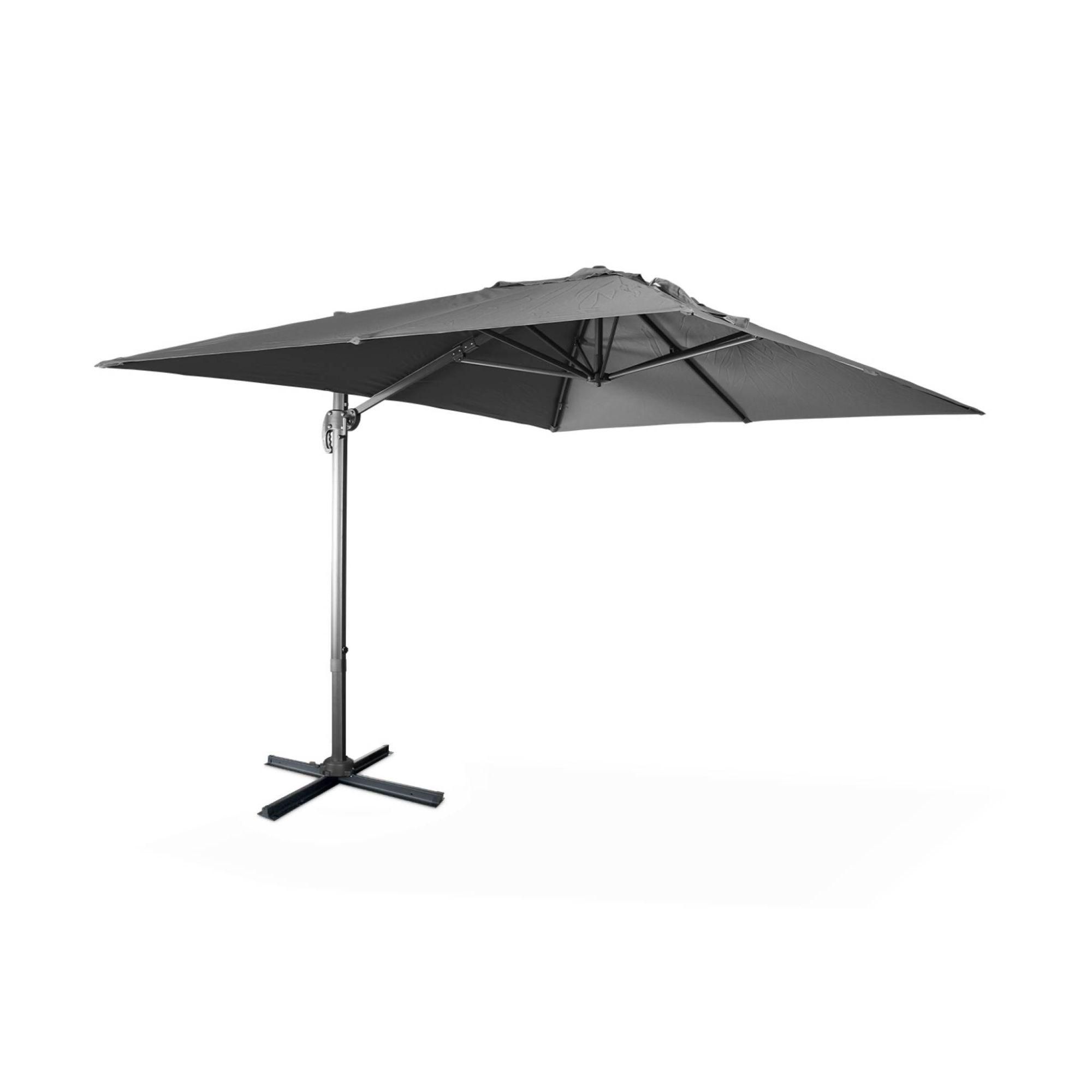 Parasol Dport Rectangulaire 3x4 M - Wimereux - Gris - Parasol Excentr In...