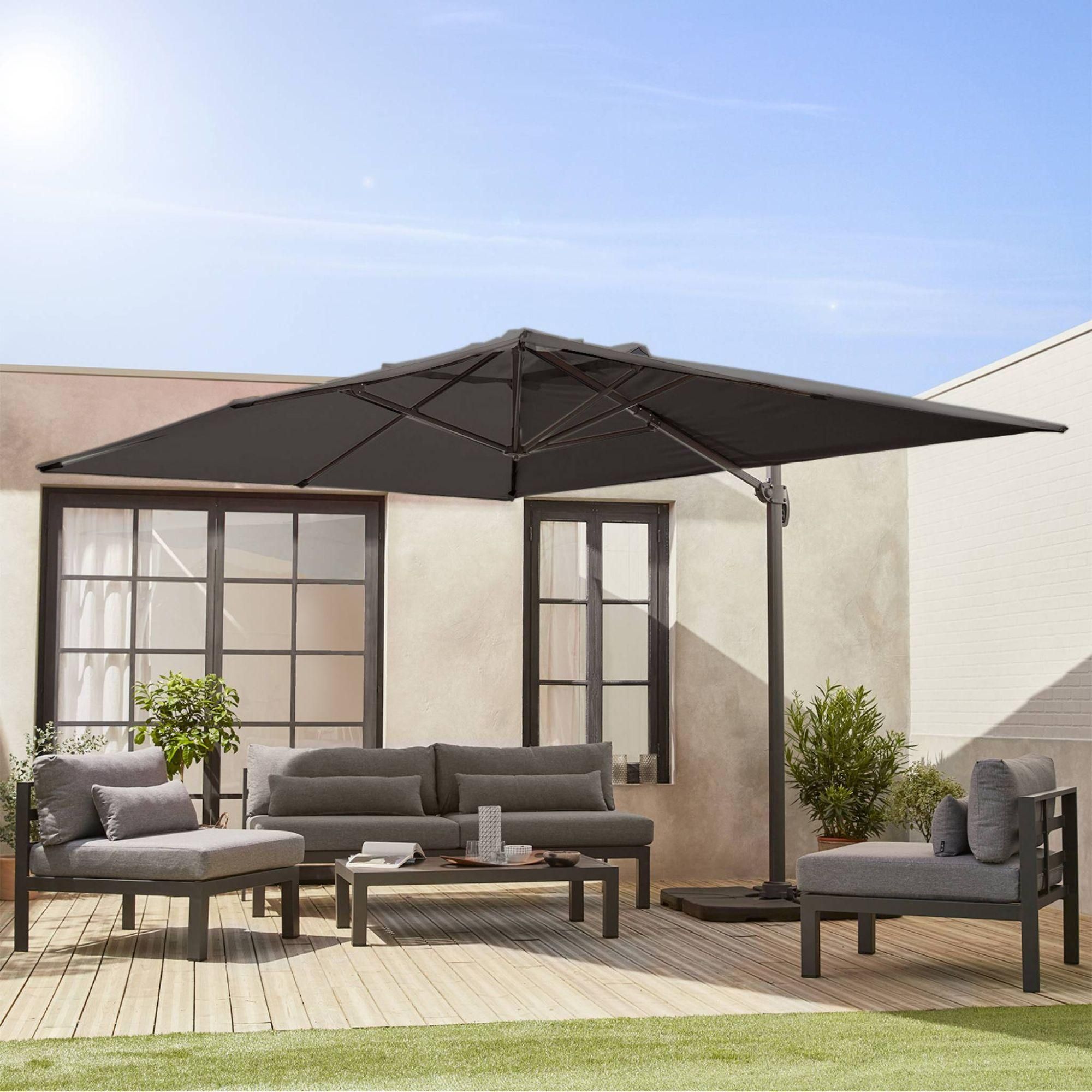 Parasol Dport Rectangulaire 3x4 M - Wimereux - Gris - Parasol Excentr In... - 2