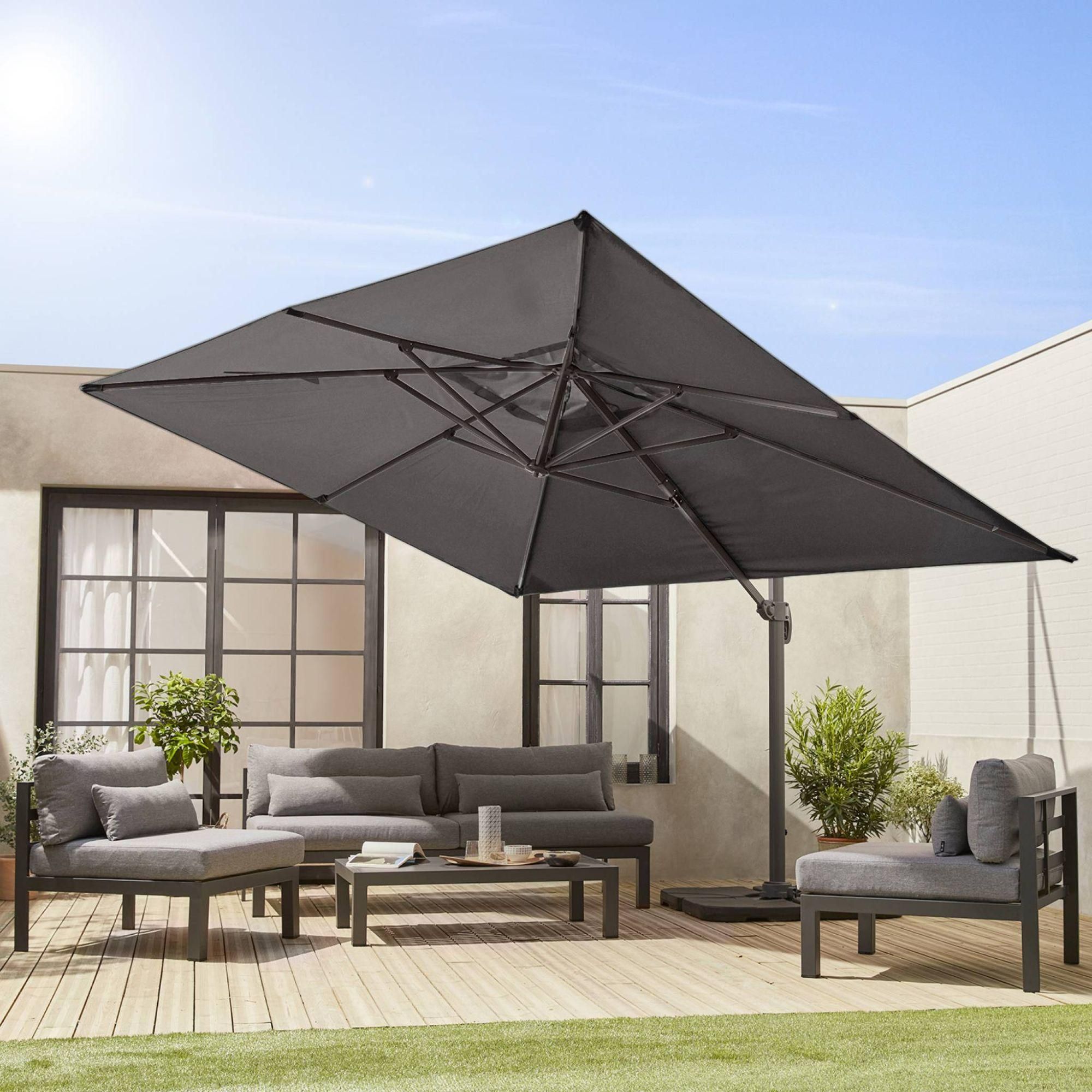Parasol Dport Rectangulaire 3x4 M - Wimereux - Gris - Parasol Excentr In... - 3