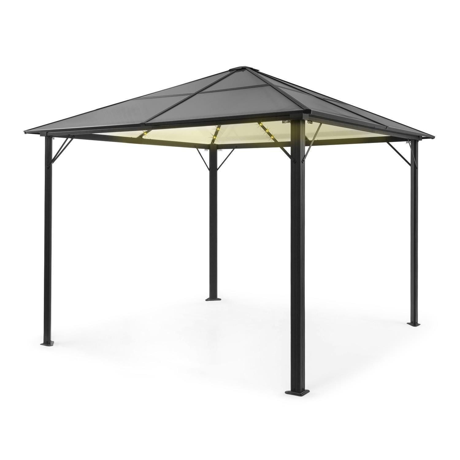 Blumfeldt Pantheon Solid Sky Ambient Solar Pergola Avec Toit Gris 3x3m Poly...