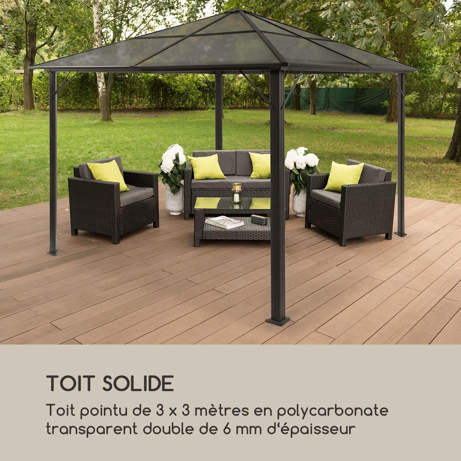 Blumfeldt Pantheon Solid Sky Ambient Solar Pergola Avec Toit Gris 3x3m Poly... - 7