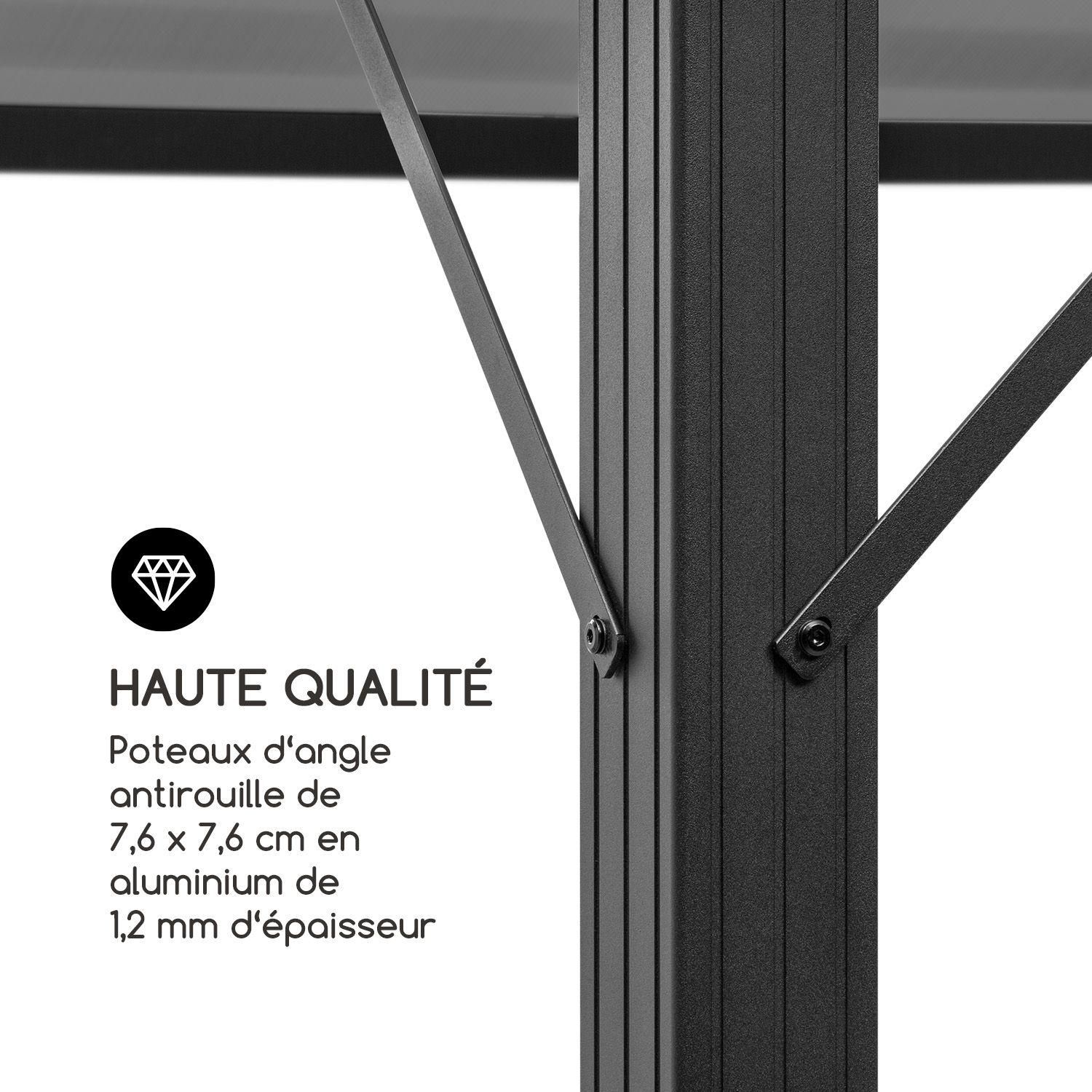 Blumfeldt Pantheon Solid Sky Ambient Solar Pergola Avec Toit Gris 3x3m Poly... - 8