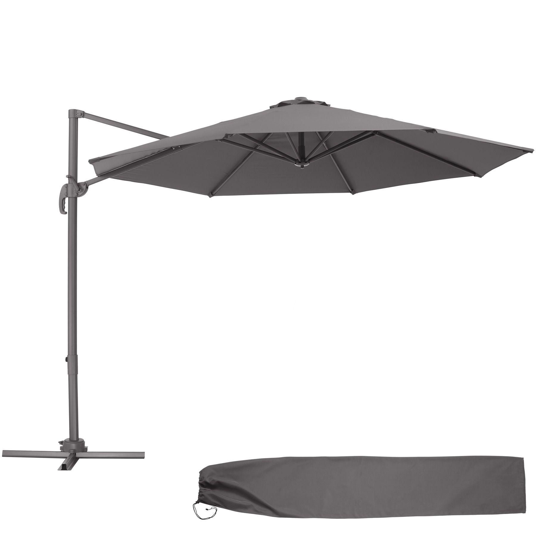 Parasol Daria 300 Cm Avec Housse De Protection - Gris - 2