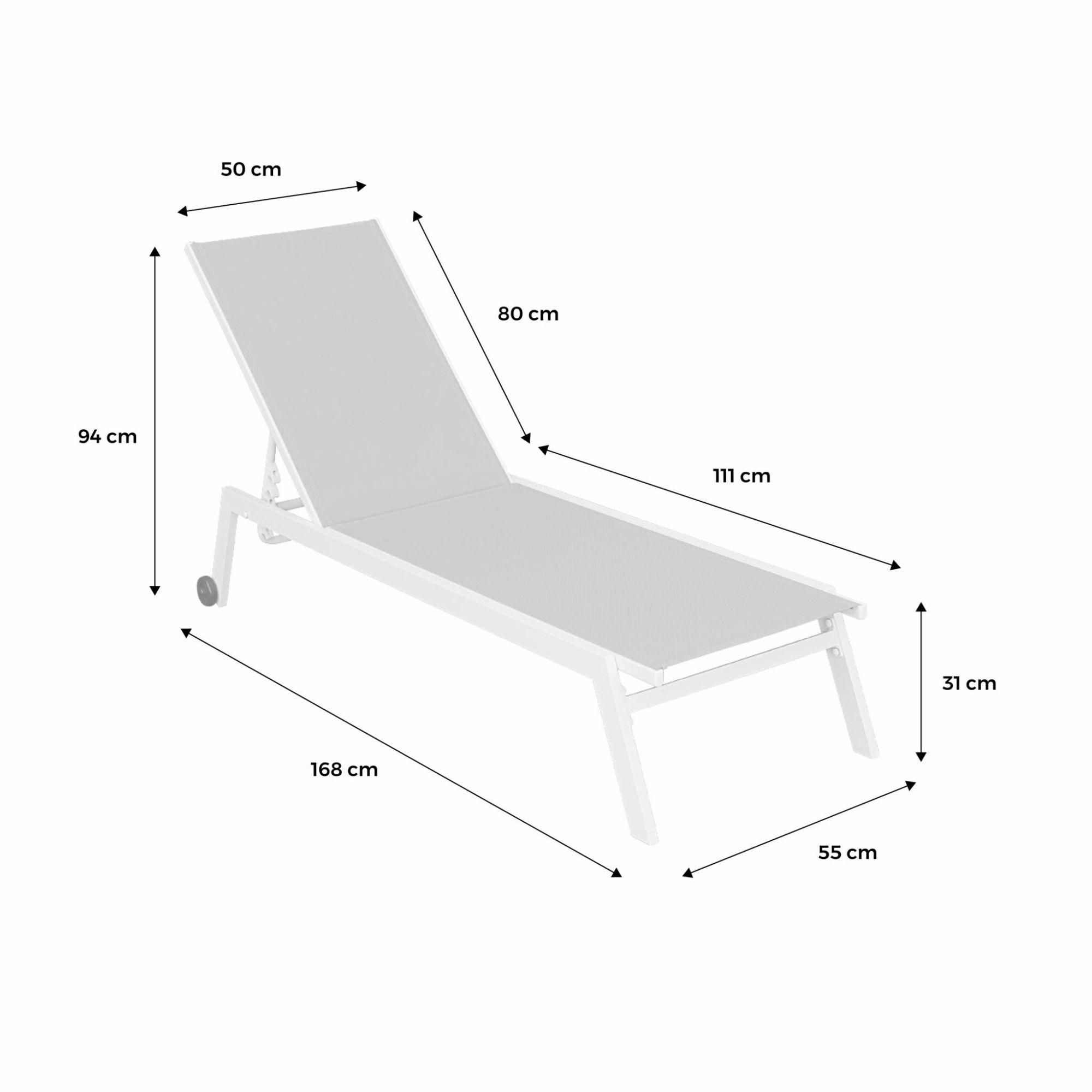 Lot De 2 Bains De Soleil Elsa En Aluminium Blanc Et Textilne Taupe. Transa... - 5