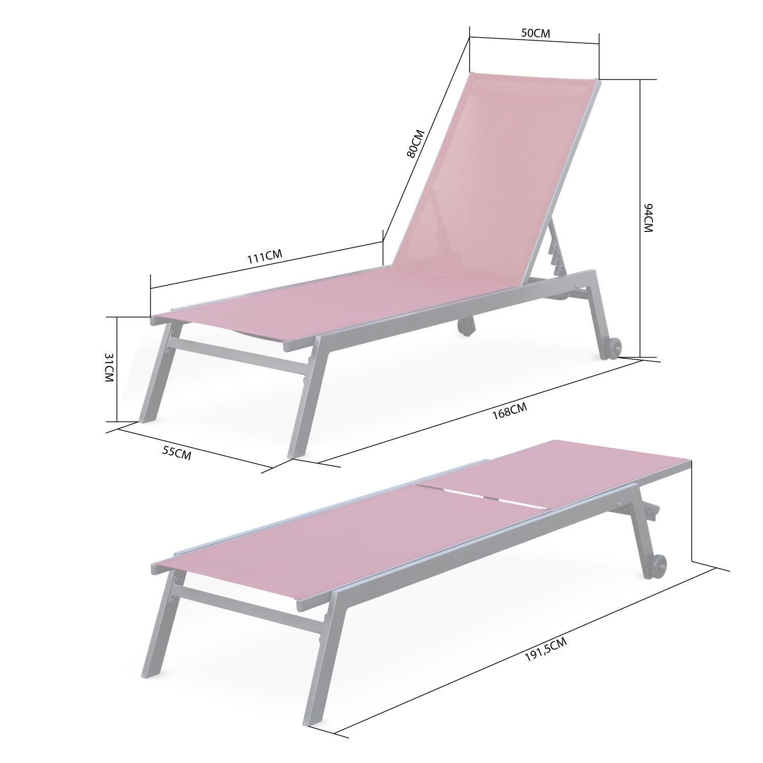 Lot De 2 Bains De Soleil Elsa En Aluminium Blanc Et Textilne Taupe. Transa... - 7