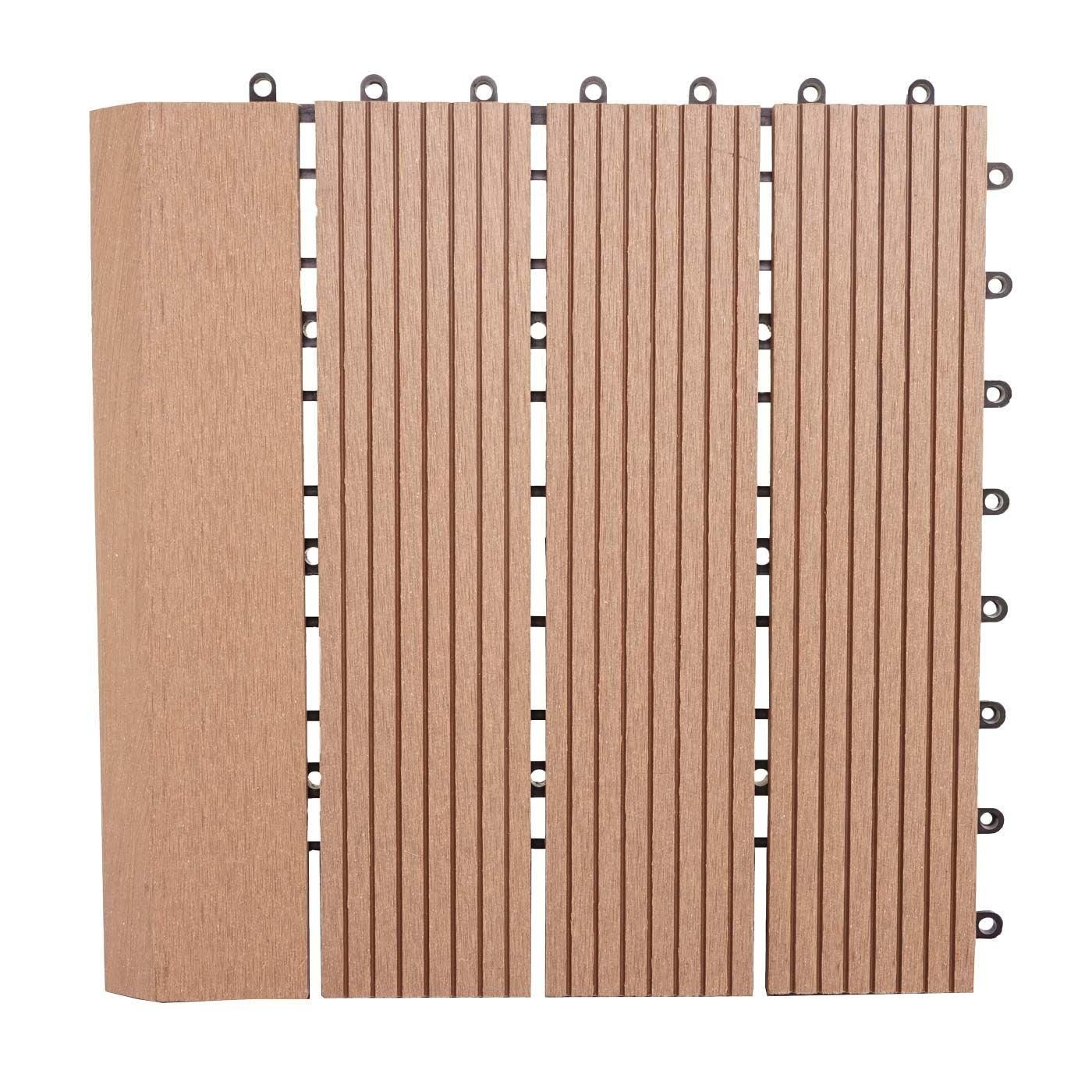 Carrelage De Sol Wpc Rhne + Bordure, Aspect Bois, 11x Chaque 30x30cm = 1m... - 2