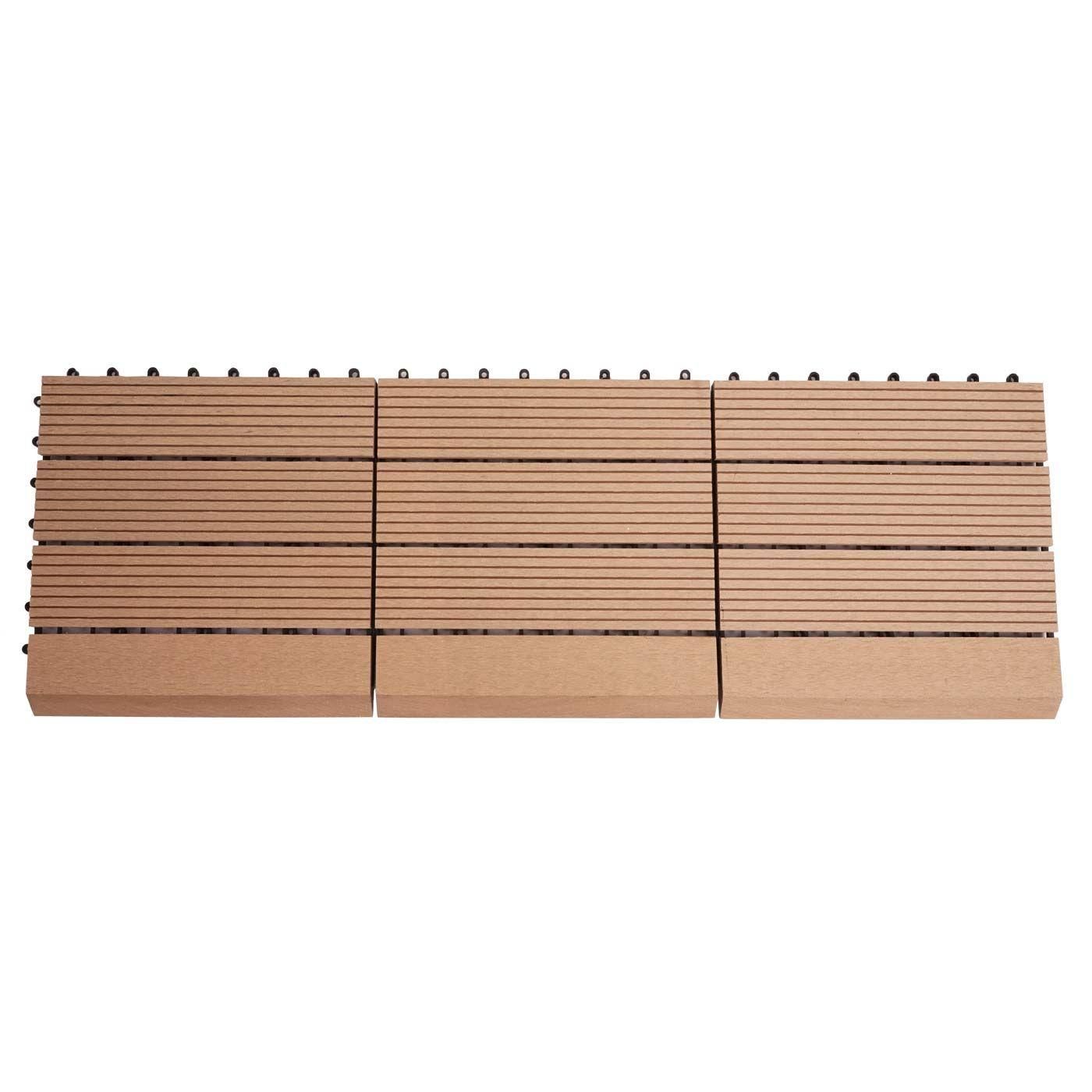 Carrelage De Sol Wpc Rhne + Bordure, Aspect Bois, 11x Chaque 30x30cm = 1m... - 3
