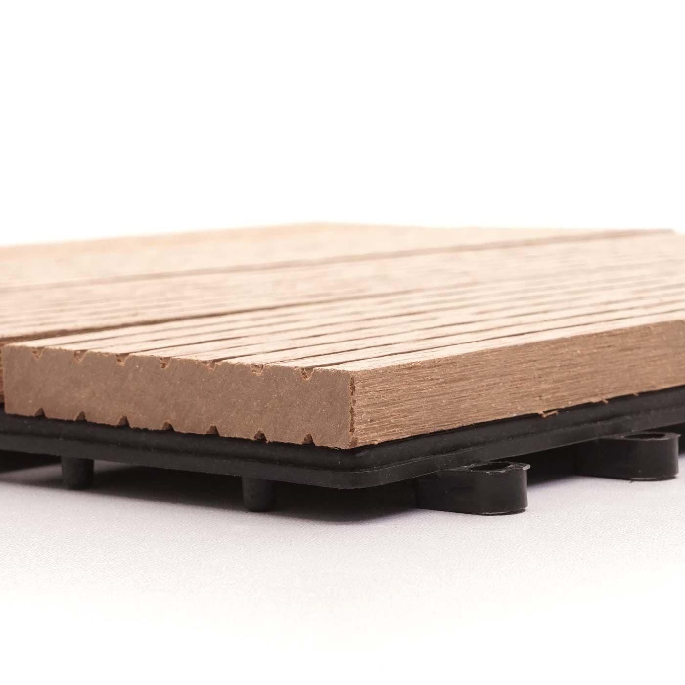 Carrelage De Sol Wpc Rhne + Bordure, Aspect Bois, 11x Chaque 30x30cm = 1m... - 4