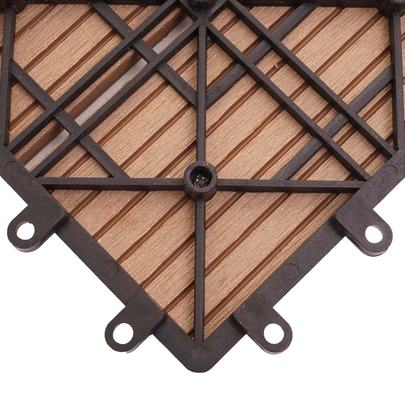 Carrelage De Sol Wpc Rhne + Bordure, Aspect Bois, 11x Chaque 30x30cm = 1m... - 6