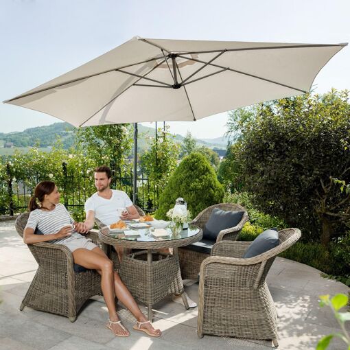 Tectake Parasol 350 Cm Avec Housse De Protection - Gris - 6