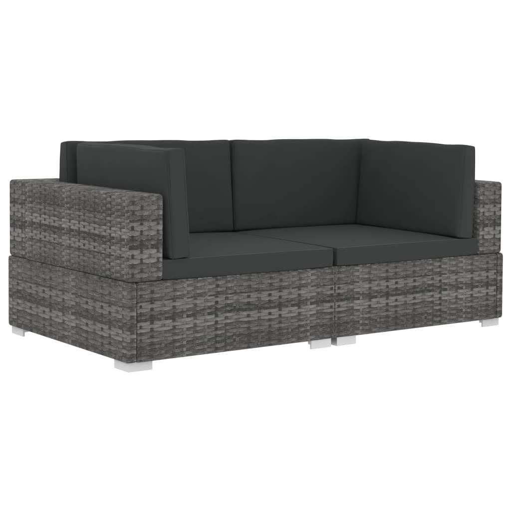 Chaises D'angles 2 Pcs Avec Coussins R�sine Tress�e Gris - 2