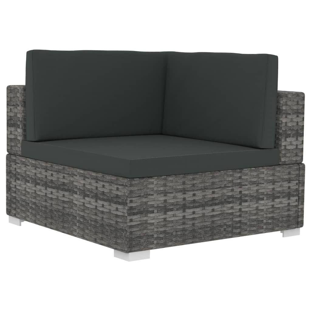 Chaises D'angles 2 Pcs Avec Coussins R�sine Tress�e Gris - 4