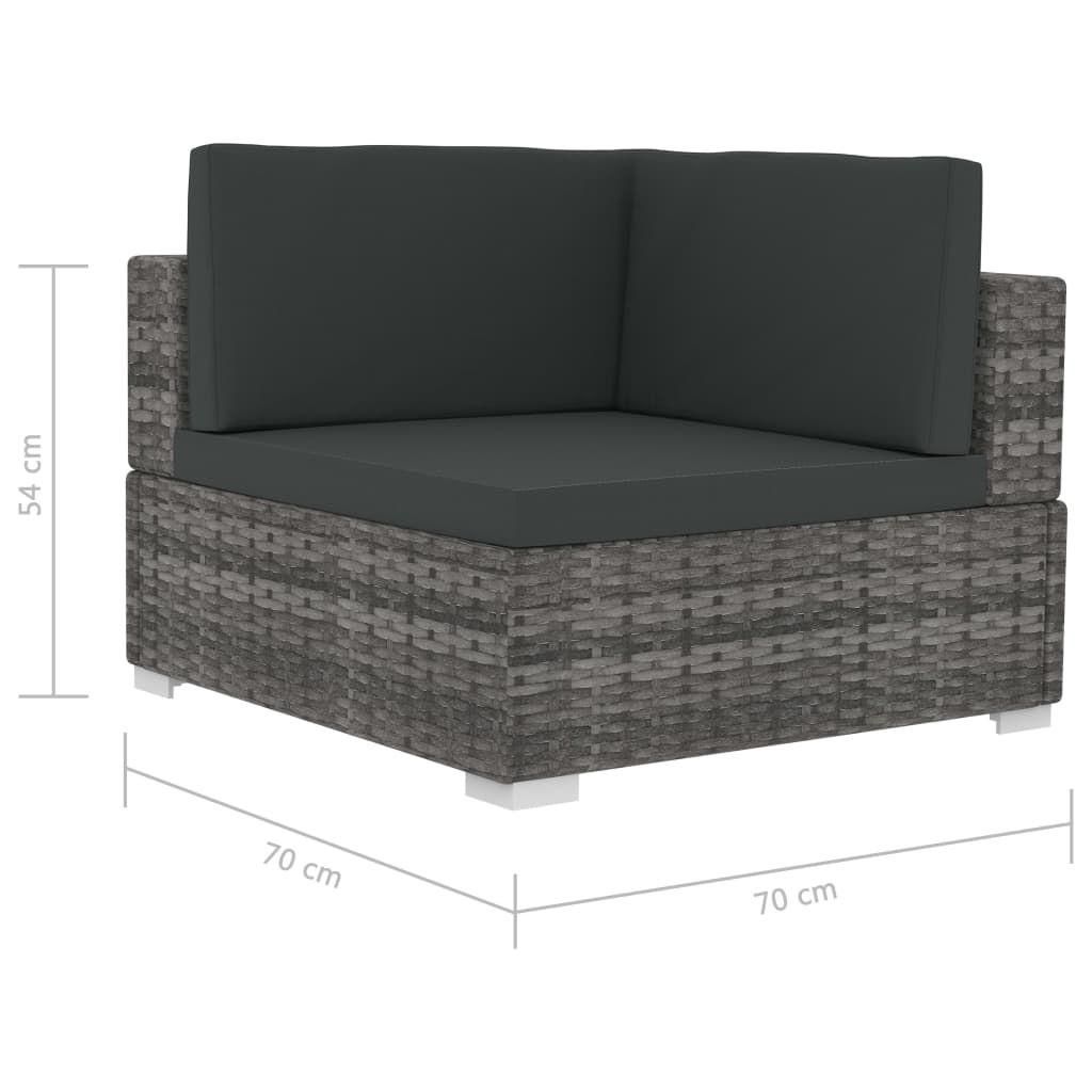 Chaises D'angles 2 Pcs Avec Coussins R�sine Tress�e Gris - 5