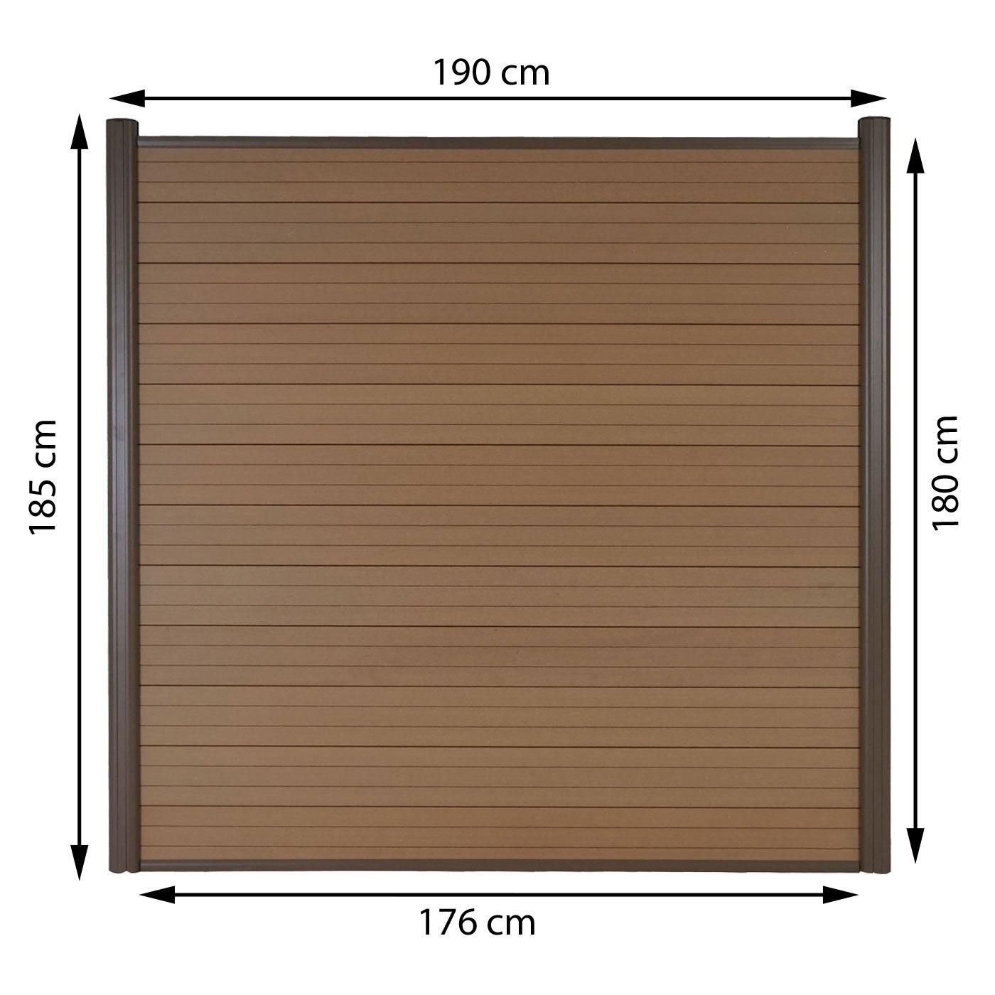 Pare-Vue Wpc Sarthe, Clture Coupe-Vent, Poteaux Alu Set De 2, 3,75m Teck - 3