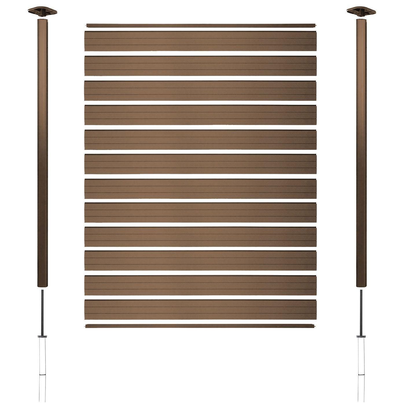 Pare-Vue Wpc Sarthe, Clture Coupe-Vent, Poteaux Alu Set De 2, 3,75m Teck - 6