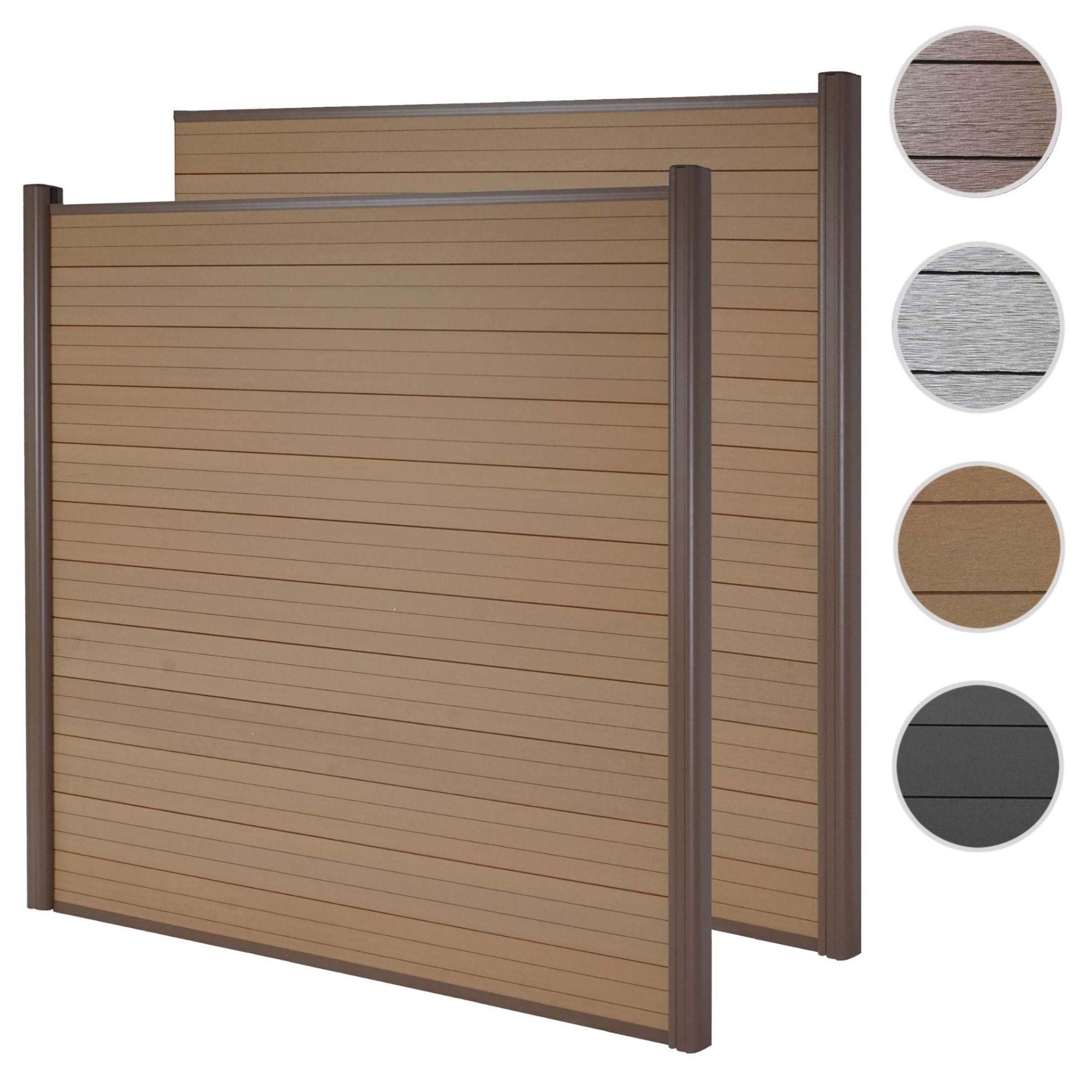 Pare-Vue Wpc Sarthe, Clture Coupe-Vent, Poteaux Alu Set De 2, 3,75m Teck - 8