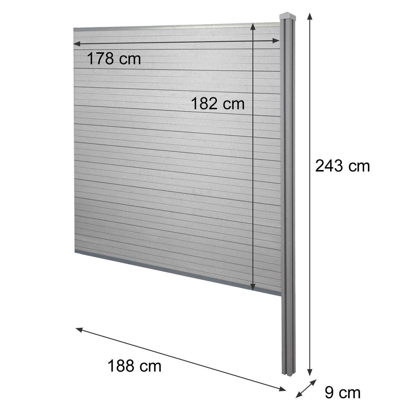 Brise-Vue En Wpc Sarthe, Clture Brise-Vent, Poteaux En Wpc Extension, 188c... - 4