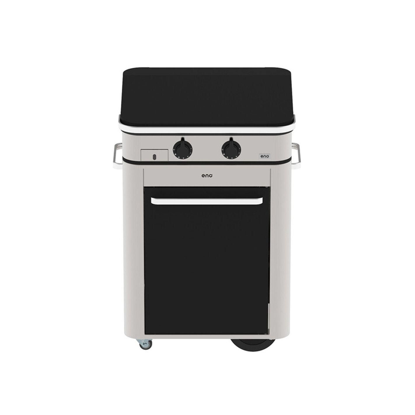 Combo Plancha gaz Enosign 65 Inox et Noir (Chariot et Capot) - 2