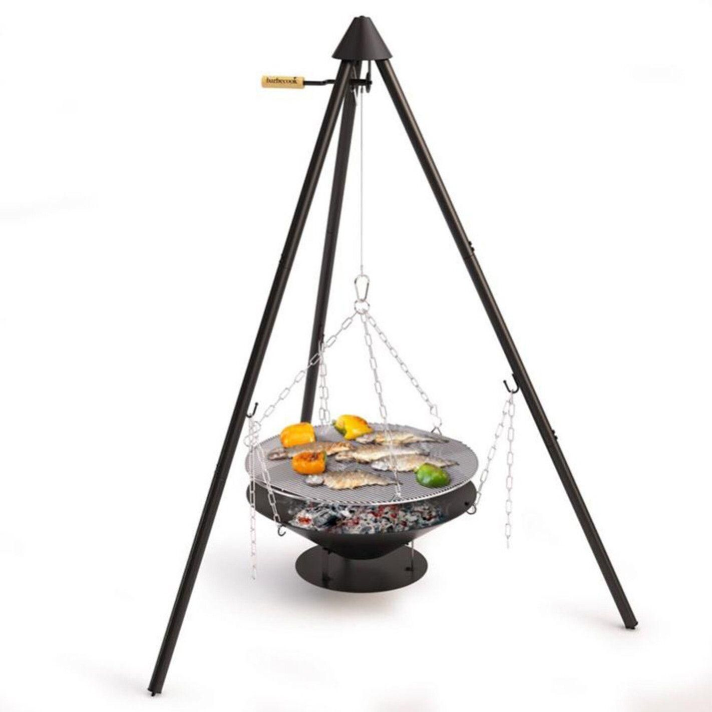Brasero Junko �60 cm fonte + tr�pied + grille acier chrom� + housse - 2