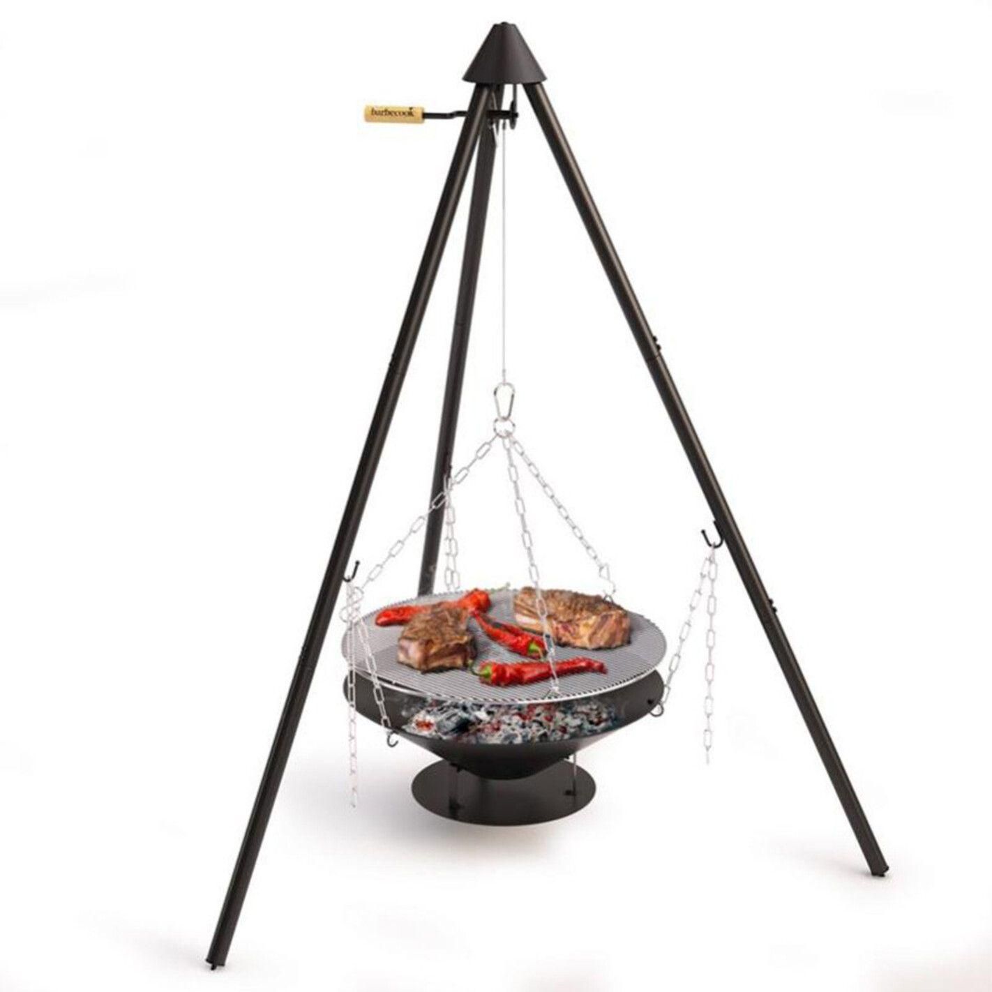 Brasero Junko �60 cm fonte + tr�pied + grille acier chrom� + housse - 3