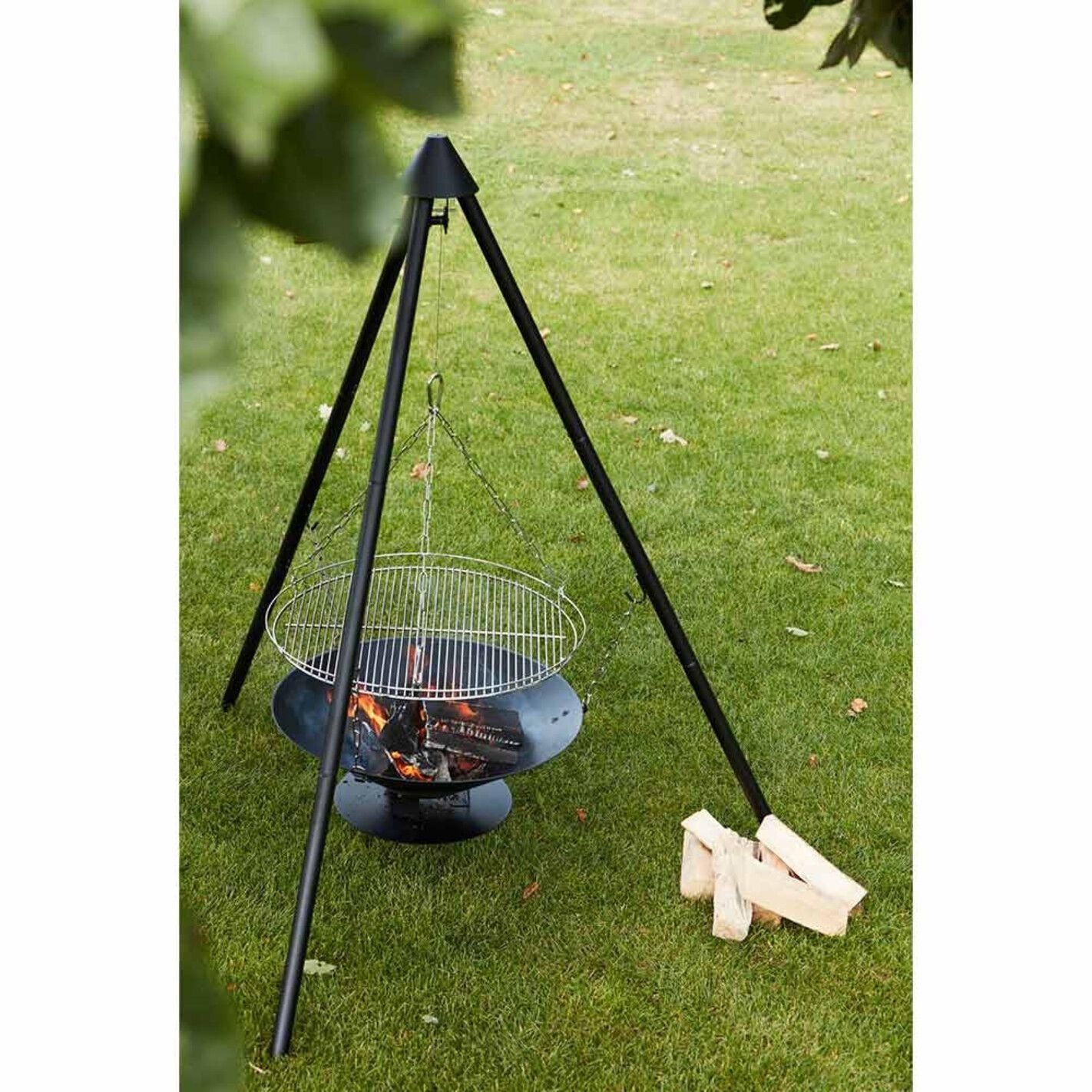 Brasero Junko �60 cm fonte + tr�pied + grille acier chrom� + housse - 4