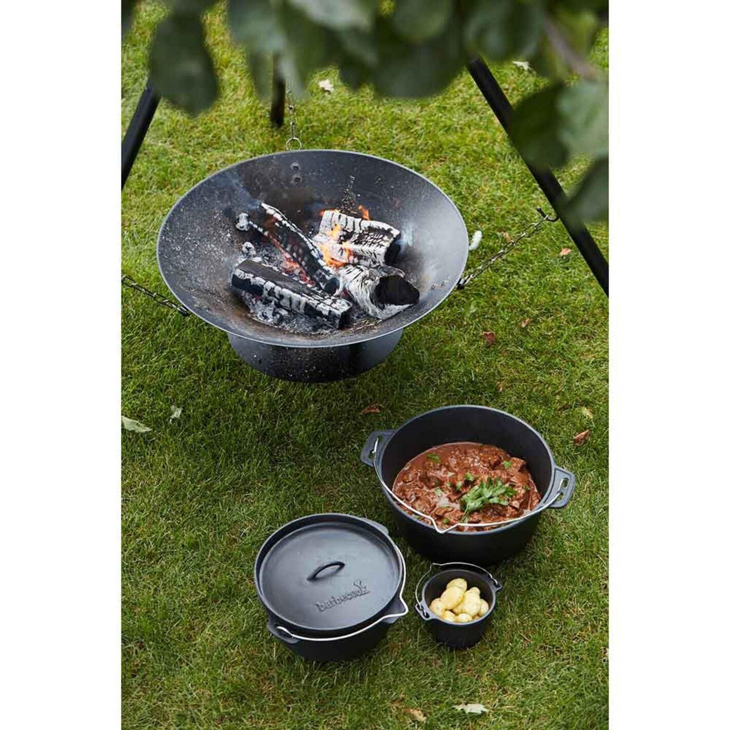 Brasero Junko �60 cm fonte + tr�pied + grille acier chrom� + housse - 5