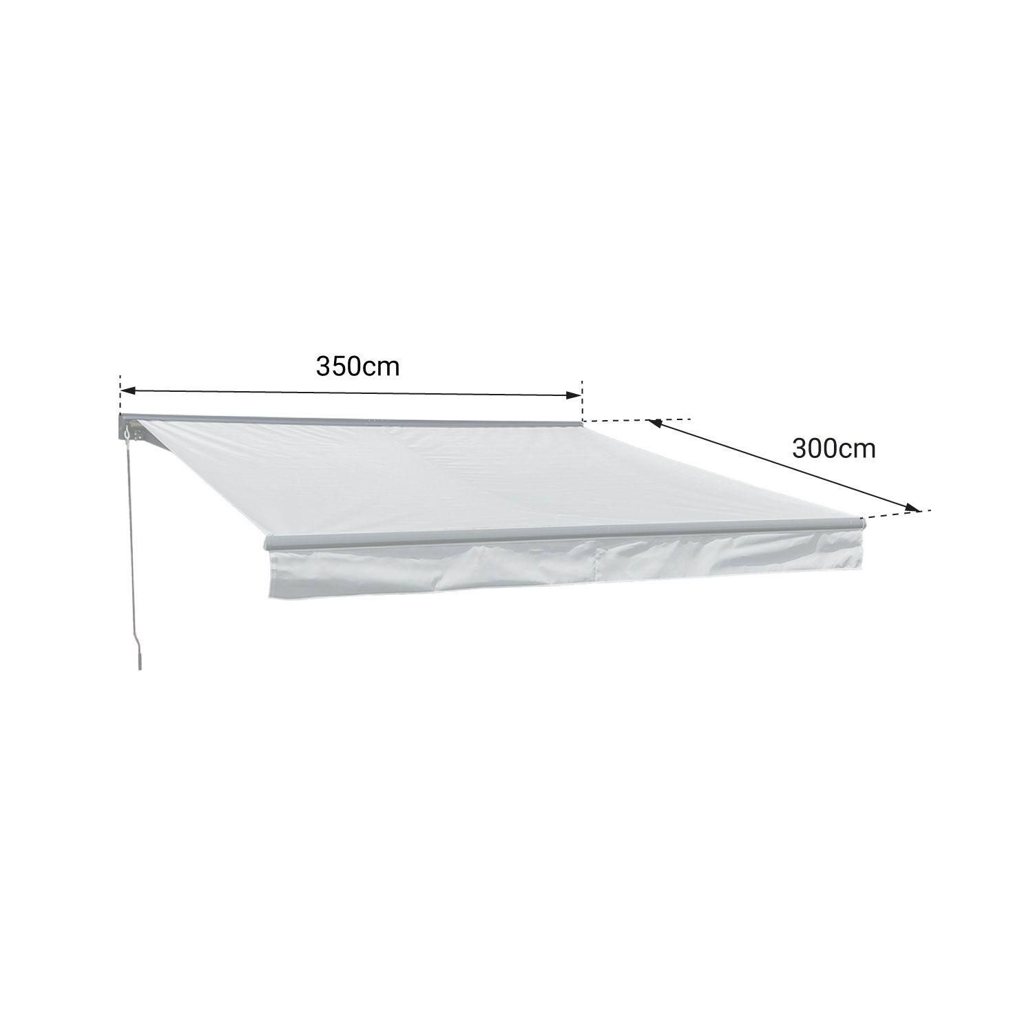Store Banne Saule 3,5  3m Avec Semi-Coffre - Toile Raye Blanche/Grise Et ... - 4