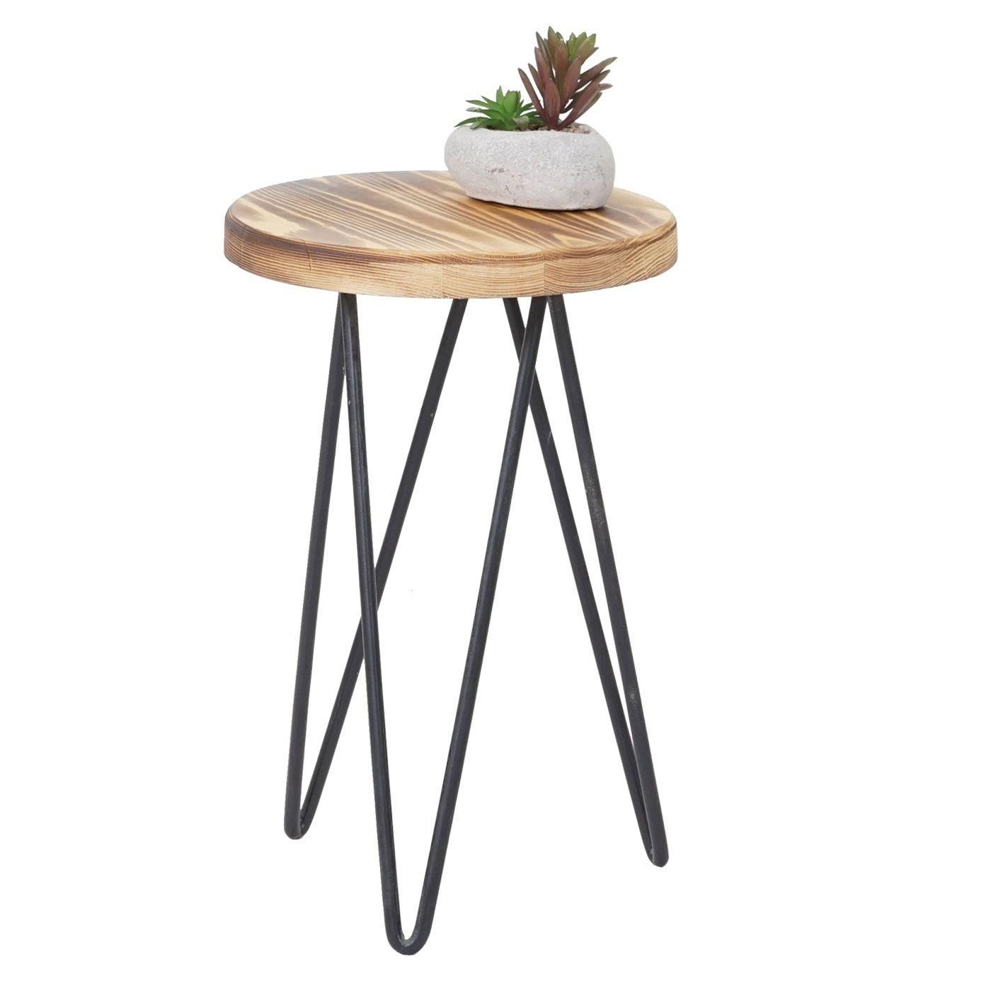 2x Table D'appoint Hwc-A80, Table De Nuit, Design Industriel, Bois Vritabl... - 3