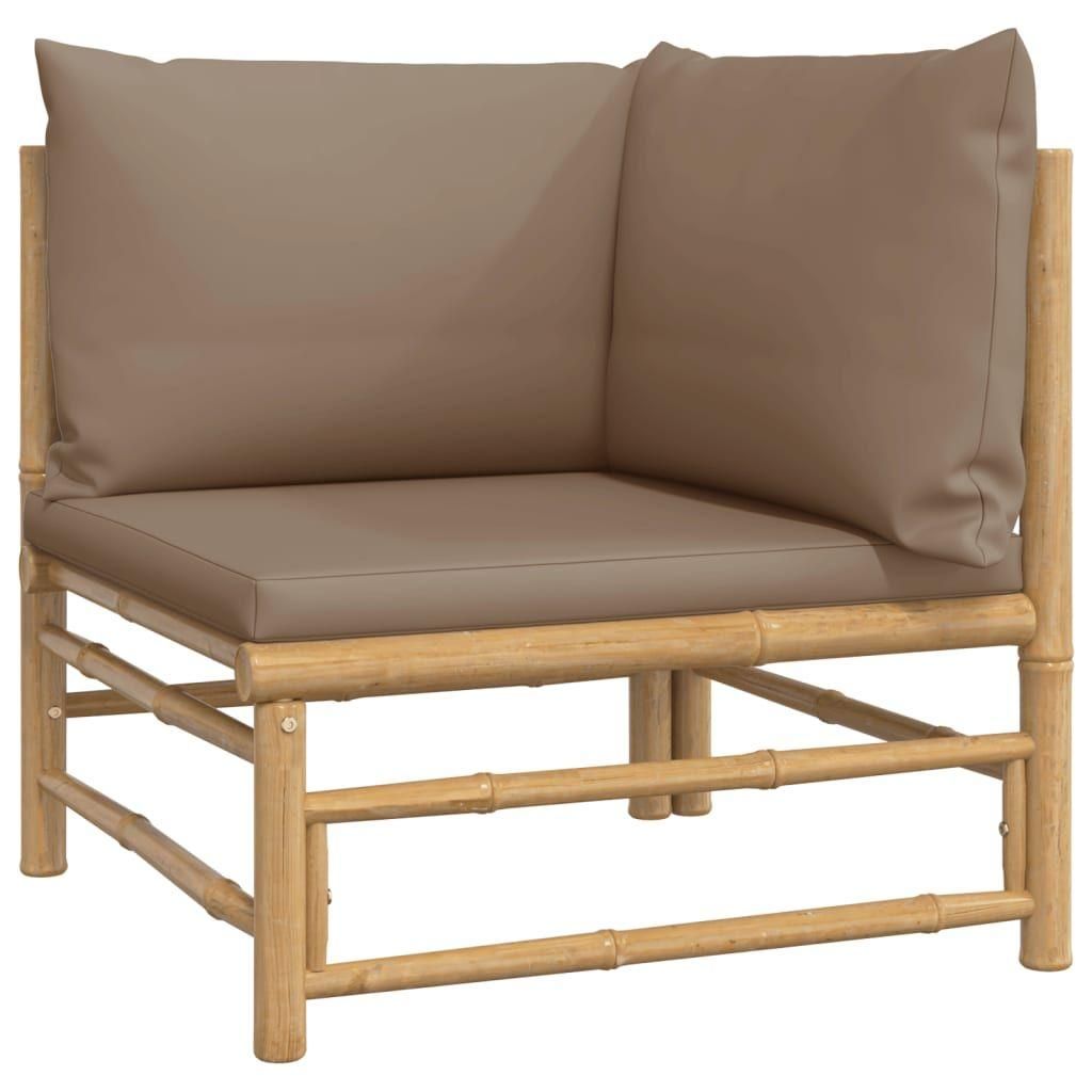 Salon De Jardin 3 Pcs Avec Coussins Taupe Bambou - 4
