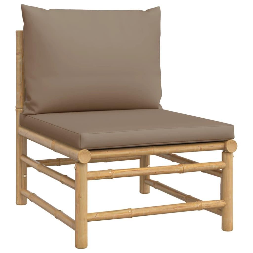 Salon De Jardin 3 Pcs Avec Coussins Taupe Bambou - 5
