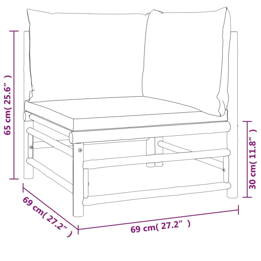 Salon De Jardin 3 Pcs Avec Coussins Taupe Bambou - 6