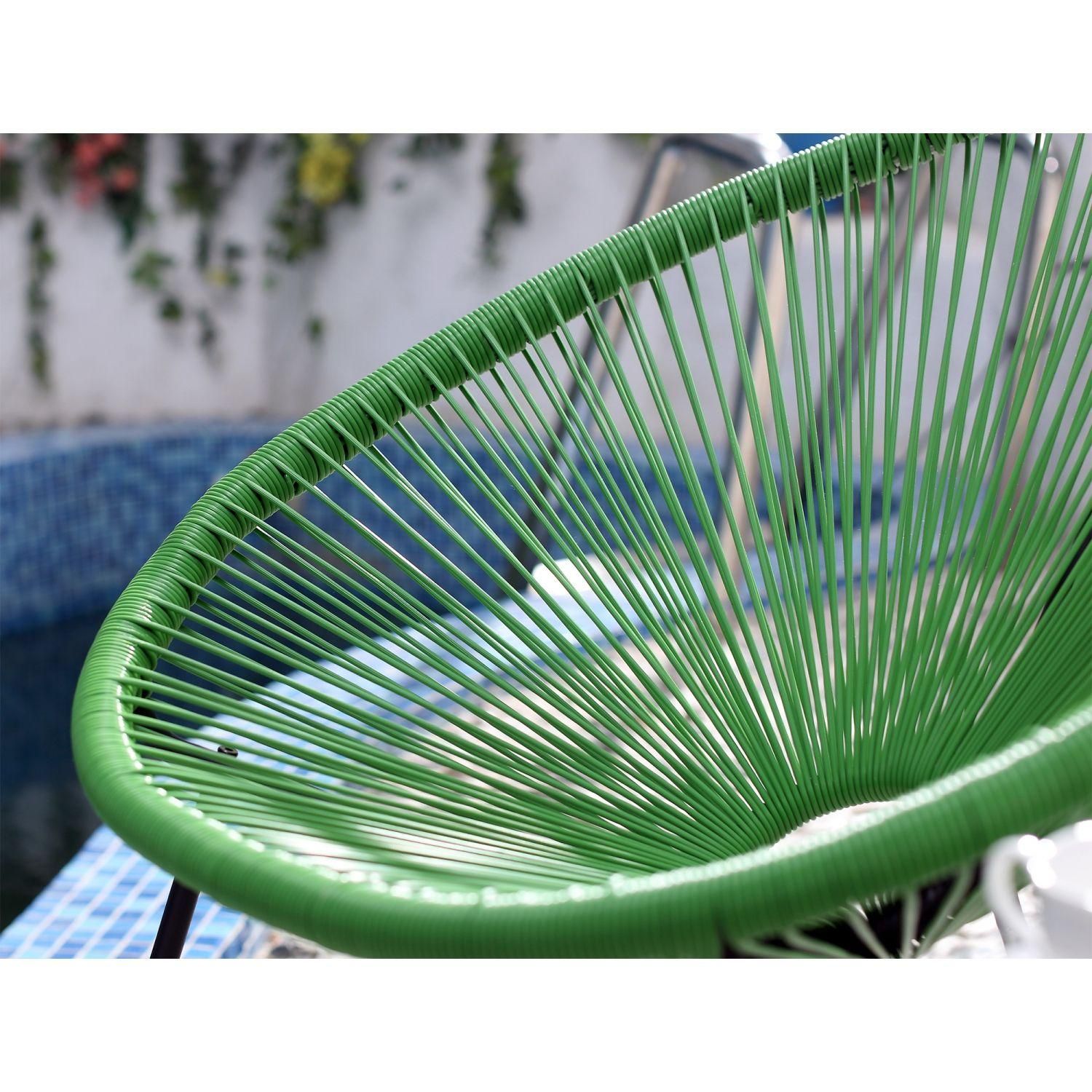 Acapulco : Ensemble 2 Fauteuils Oeuf + Table Basse Vert - 3