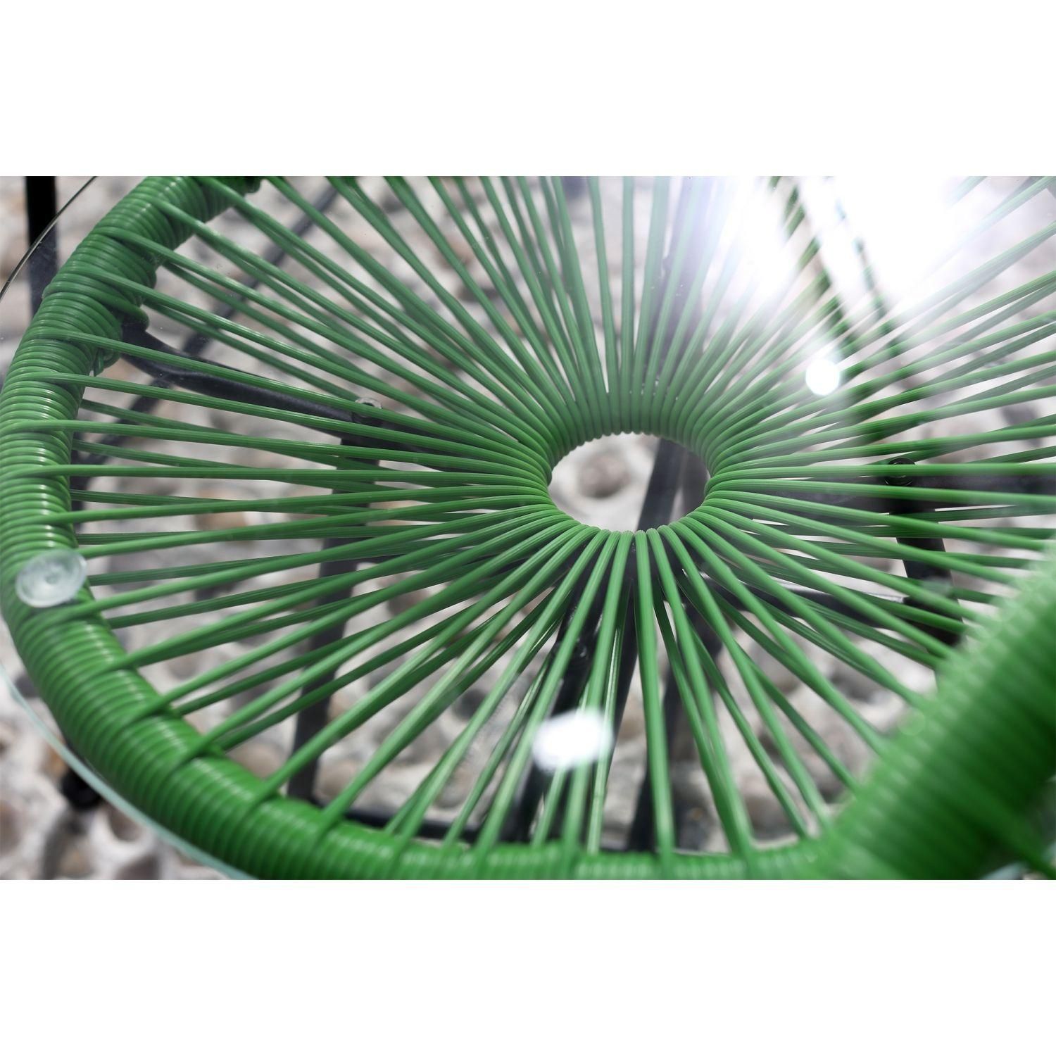 Acapulco : Ensemble 2 Fauteuils Oeuf + Table Basse Vert - 4