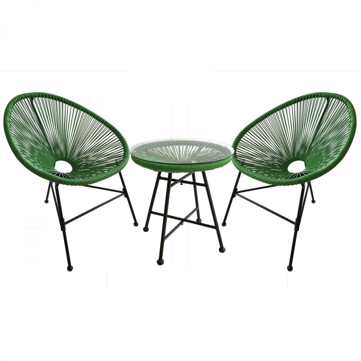 Acapulco : Ensemble 2 Fauteuils Oeuf + Table Basse Vert - 7