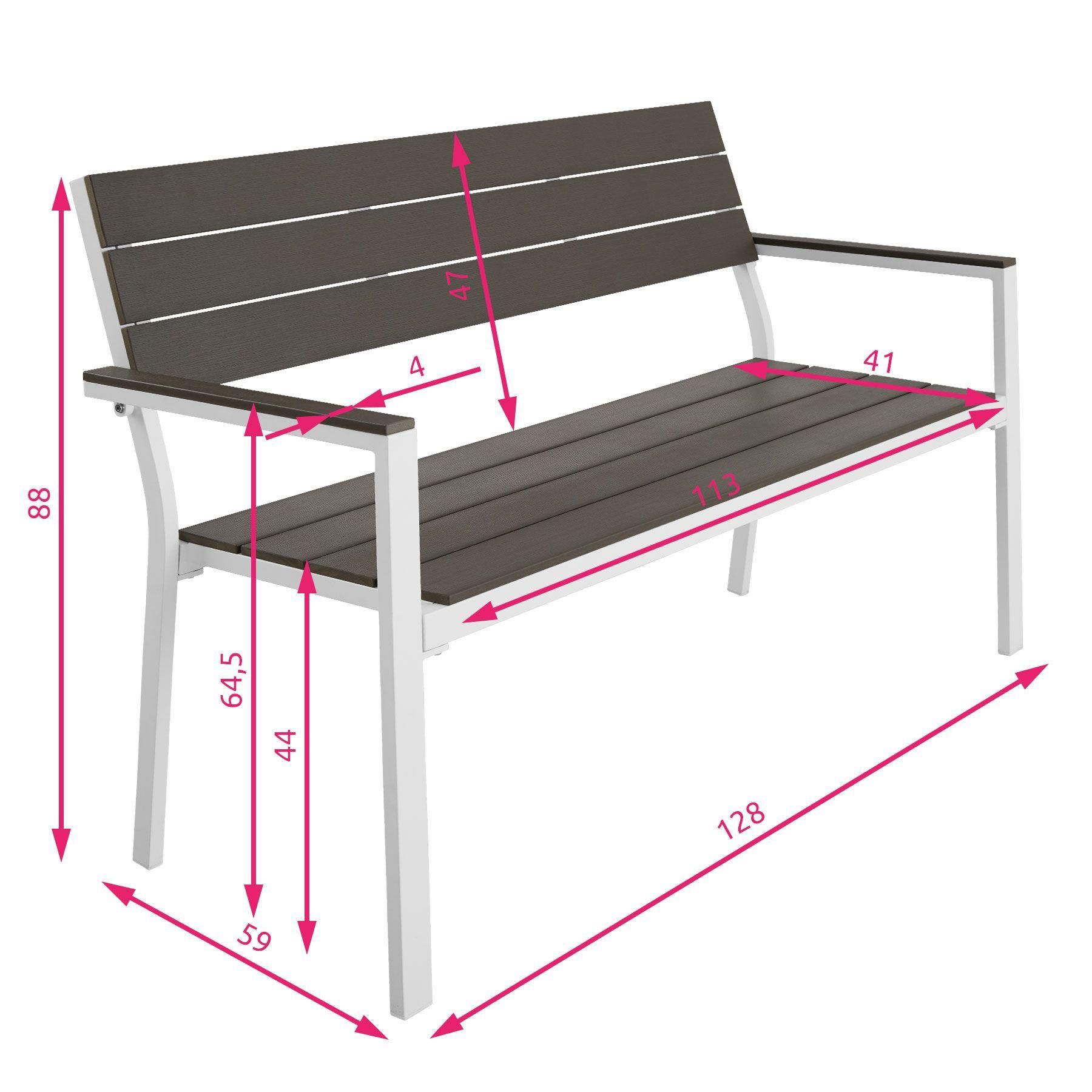Banc De Jardin Line - Gris Clair/Blanc - 7