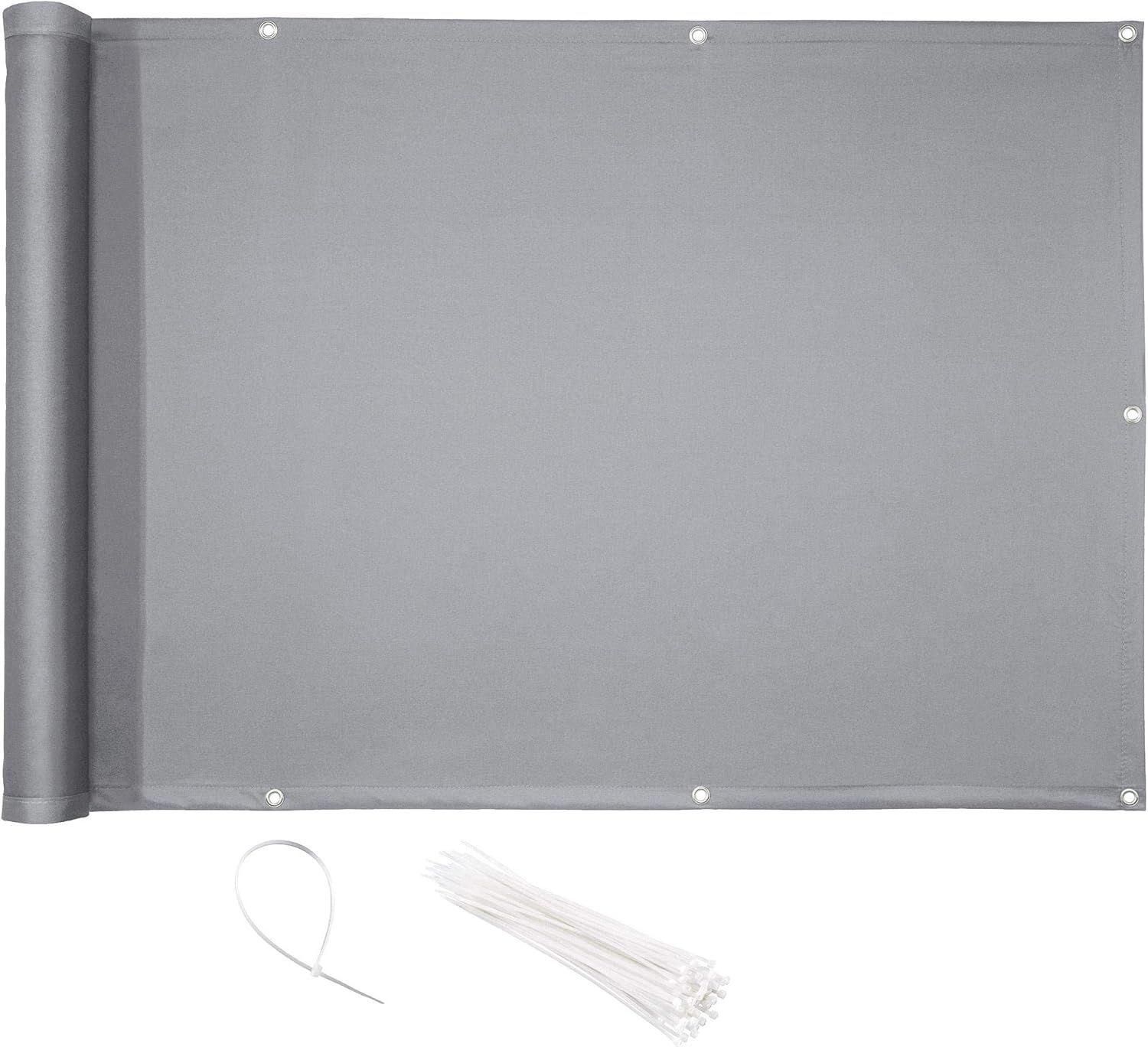Brise-Vue Balcon 1,2 X 6 M Gris Clair Pes Panneau De Clture Avec Attache-C...