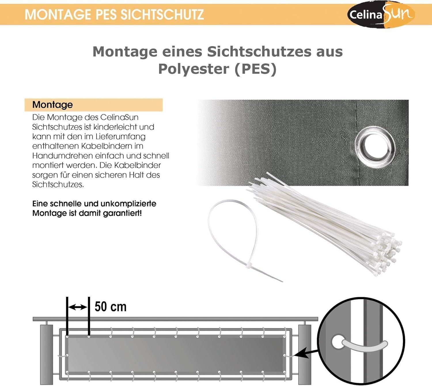 Brise-Vue Balcon 1,2 X 6 M Gris Clair Pes Panneau De Clture Avec Attache-C... - 5