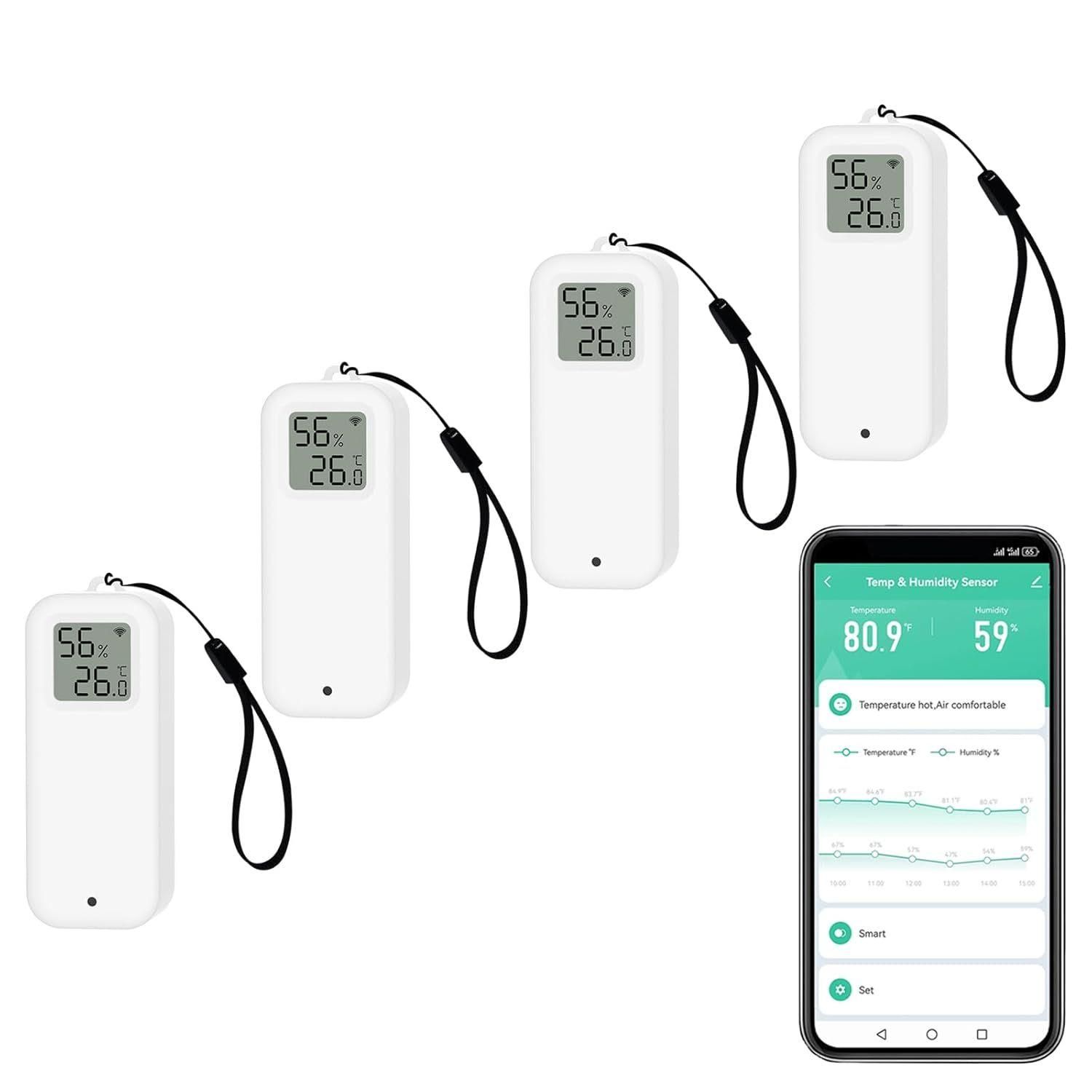 Tuya – Capteur De Température Et D'humidité WiFi, Avec Sonde Externe, Thermomètre Sans Fil, Surveillance Par Application Pour Réigérateur, Aquarium, Vignoble