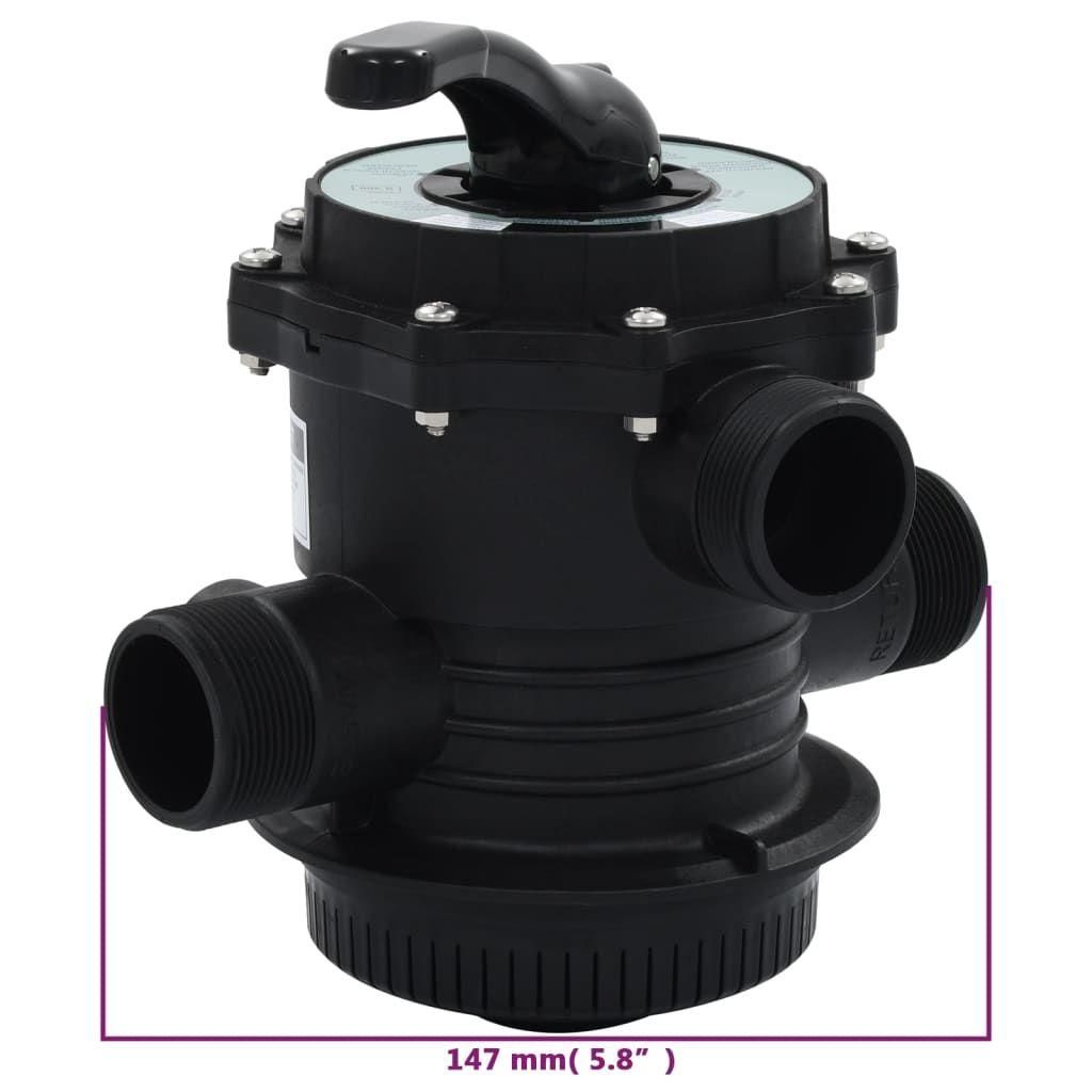 Soupape  multi-voies pour filtre  sable ABS 1,5'' 6 voies - 7