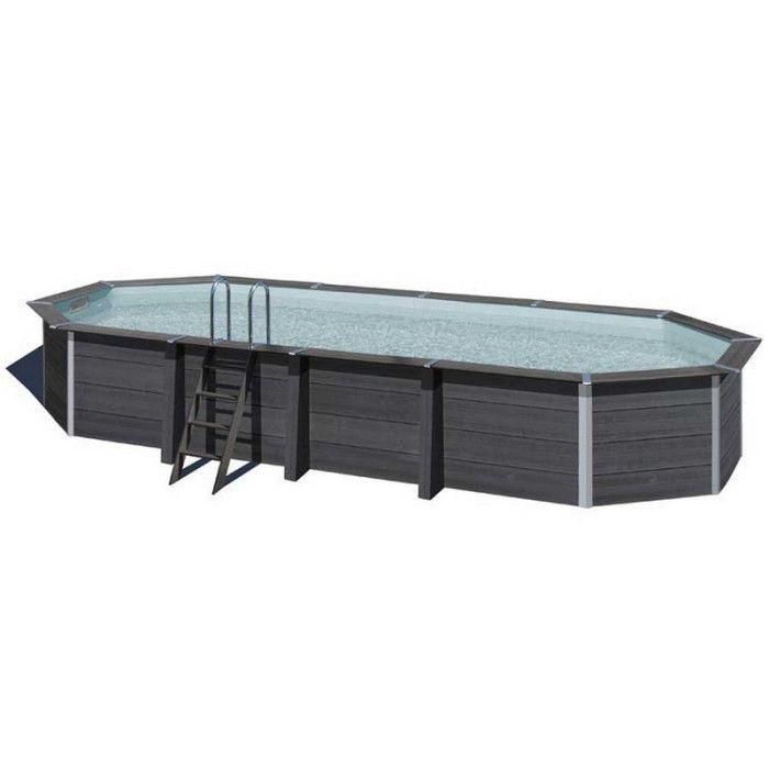 Piscine ovale composite 8,04m x 3,86m x H: 1,24m - Filtration  sable