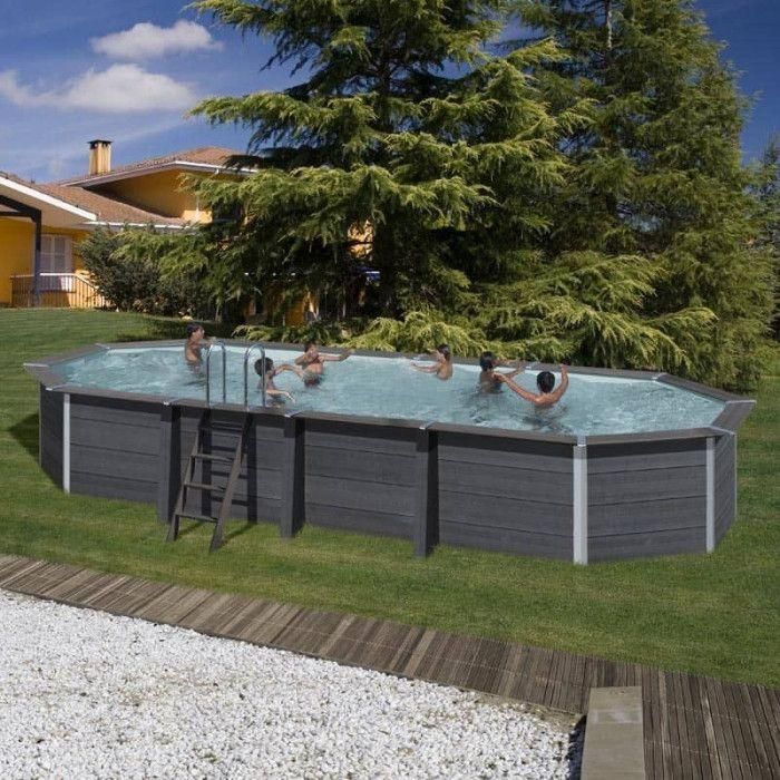 Piscine ovale composite 8,04m x 3,86m x H: 1,24m - Filtration  sable - 3