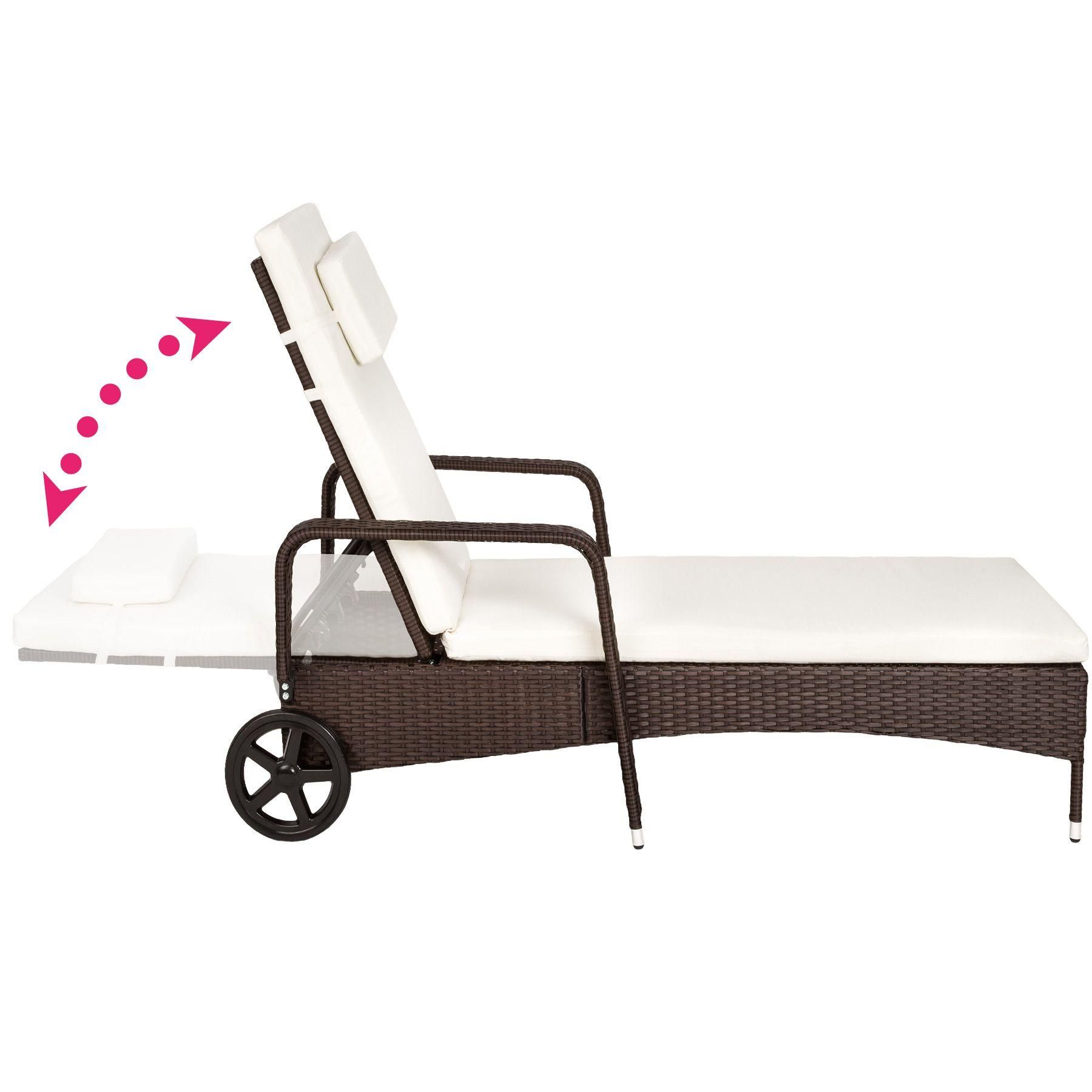 Bain De Soleil Mtal 6 Positions Avec Roulettes - Marron Marbr - 3