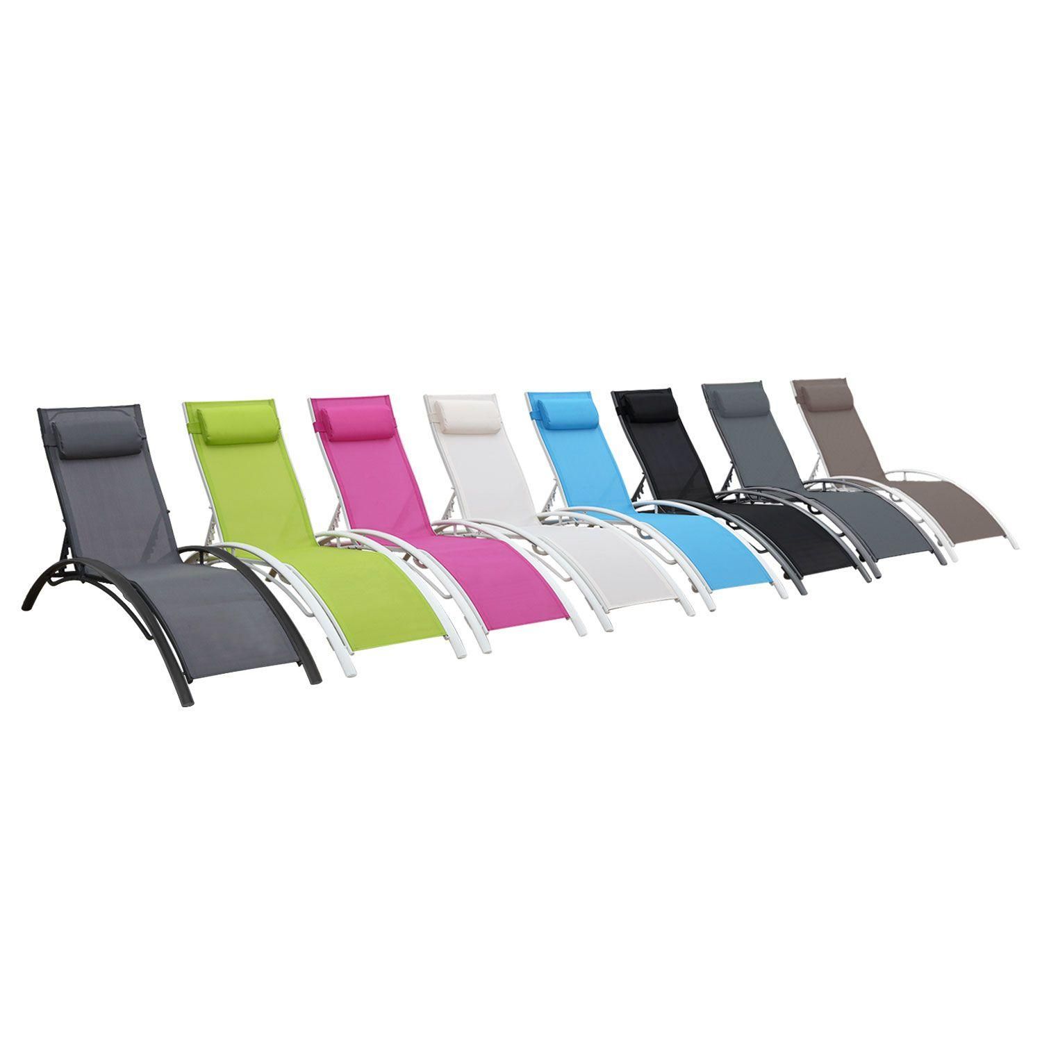 Lot De 2 Transats Galapagos En Textil�ne Blanc - Aluminium Blanc - 5