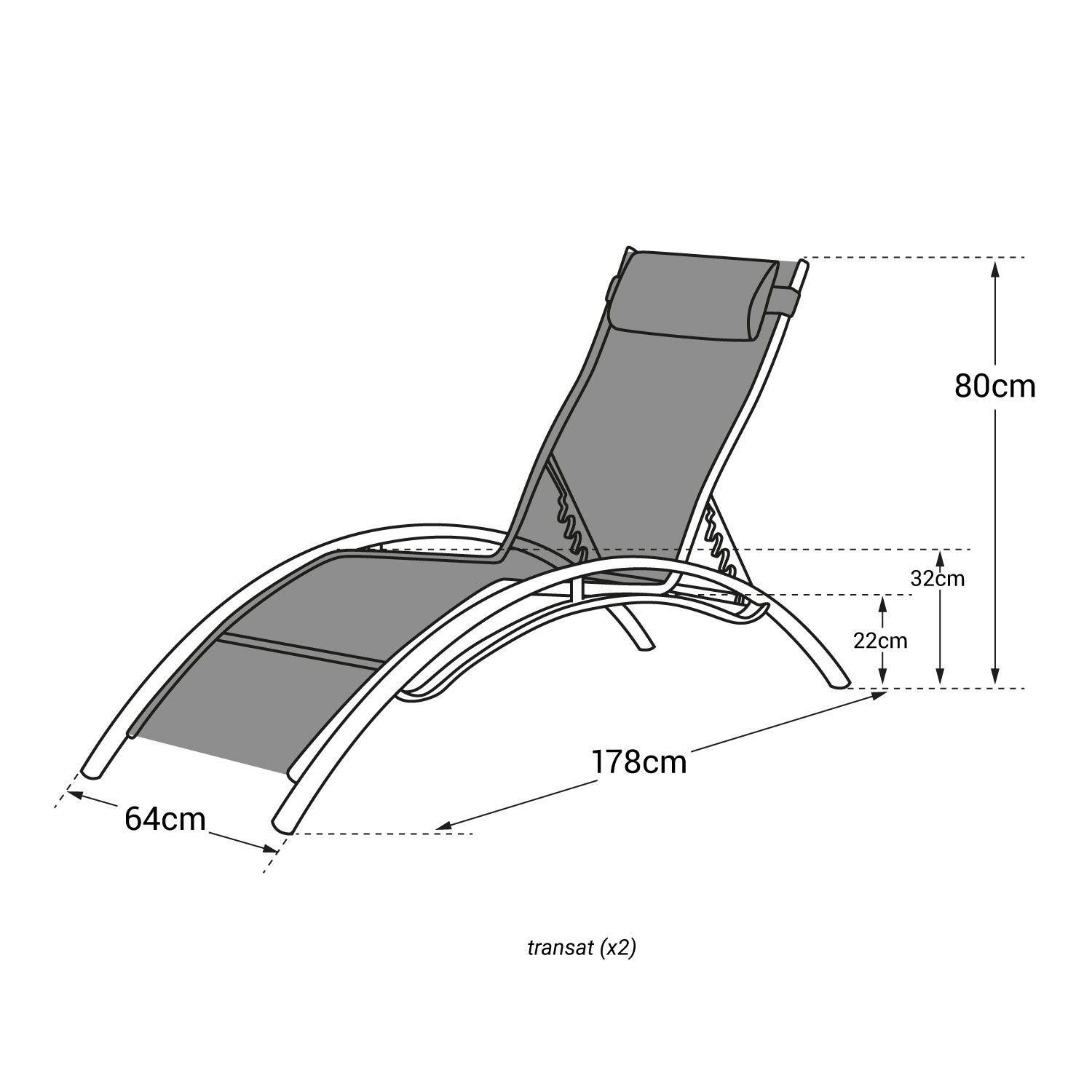 Lot De 2 Transats Galapagos En Textil�ne Blanc - Aluminium Blanc - 7